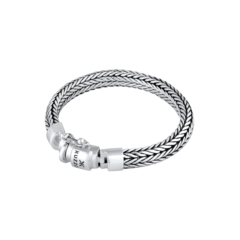 Kuzzoi Armband »Herren Kastenverschluss Zopfglieder 925er Silber«