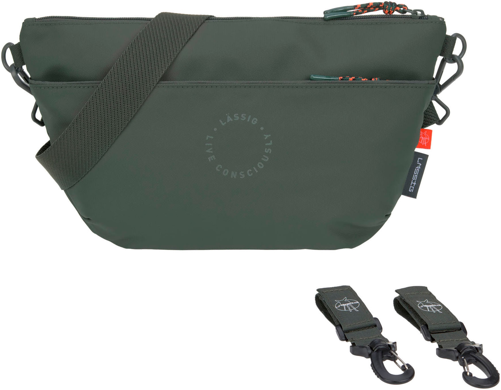 LÄSSIG Kinderwagen-Tasche »Green Label, Buggy Bum Bag, dark olive«, mit Kinderwagenbefestigung