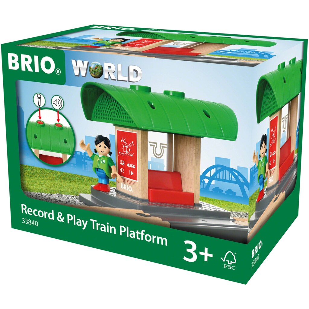 BRIO® Spielzeugeisenbahn-Gebäude »BRIO® WORLD, Bahnhof mit Aufnahmefunktion«, FSC®- schützt Wald - weltweit