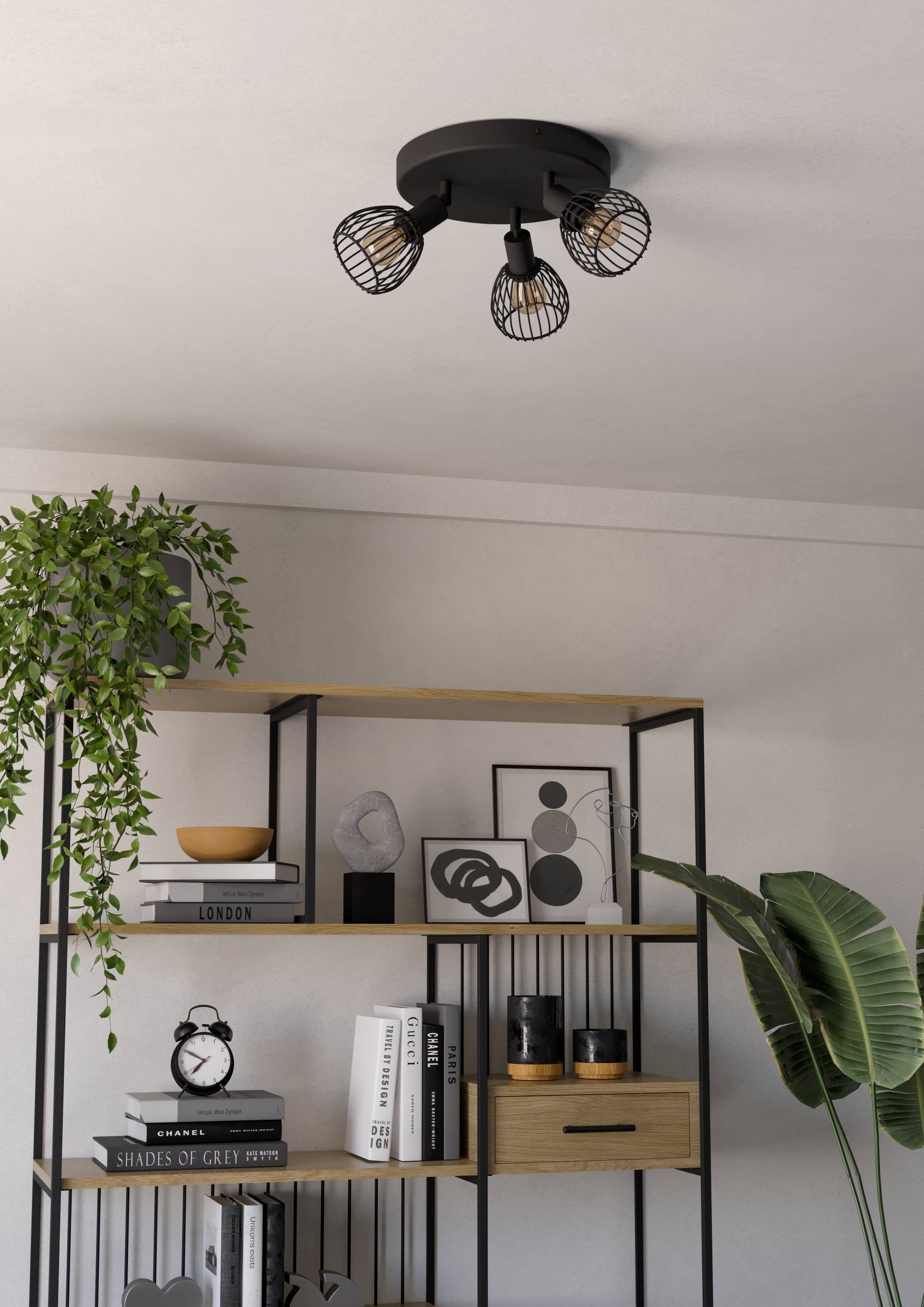 EGLO Deckenleuchte »Sonnino Deckenlampe 3-fach, schwenkbare Spots, Metall, Deckenspot, E14« E14 1 Stk. Spot - H18,5 x Ø25 cm - schwarz - 3X40W exkl.