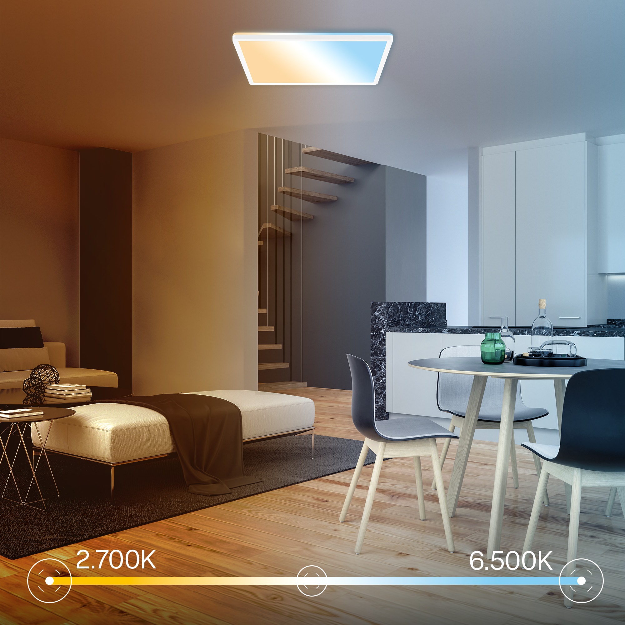 B.K.Licht LED Panel »SHALLOW« LED-Board 1 Stk. warmweiß - kaltweiß 42x42x3 cm, Badlampe, Badezimmer, Küche, Wohnzimmer