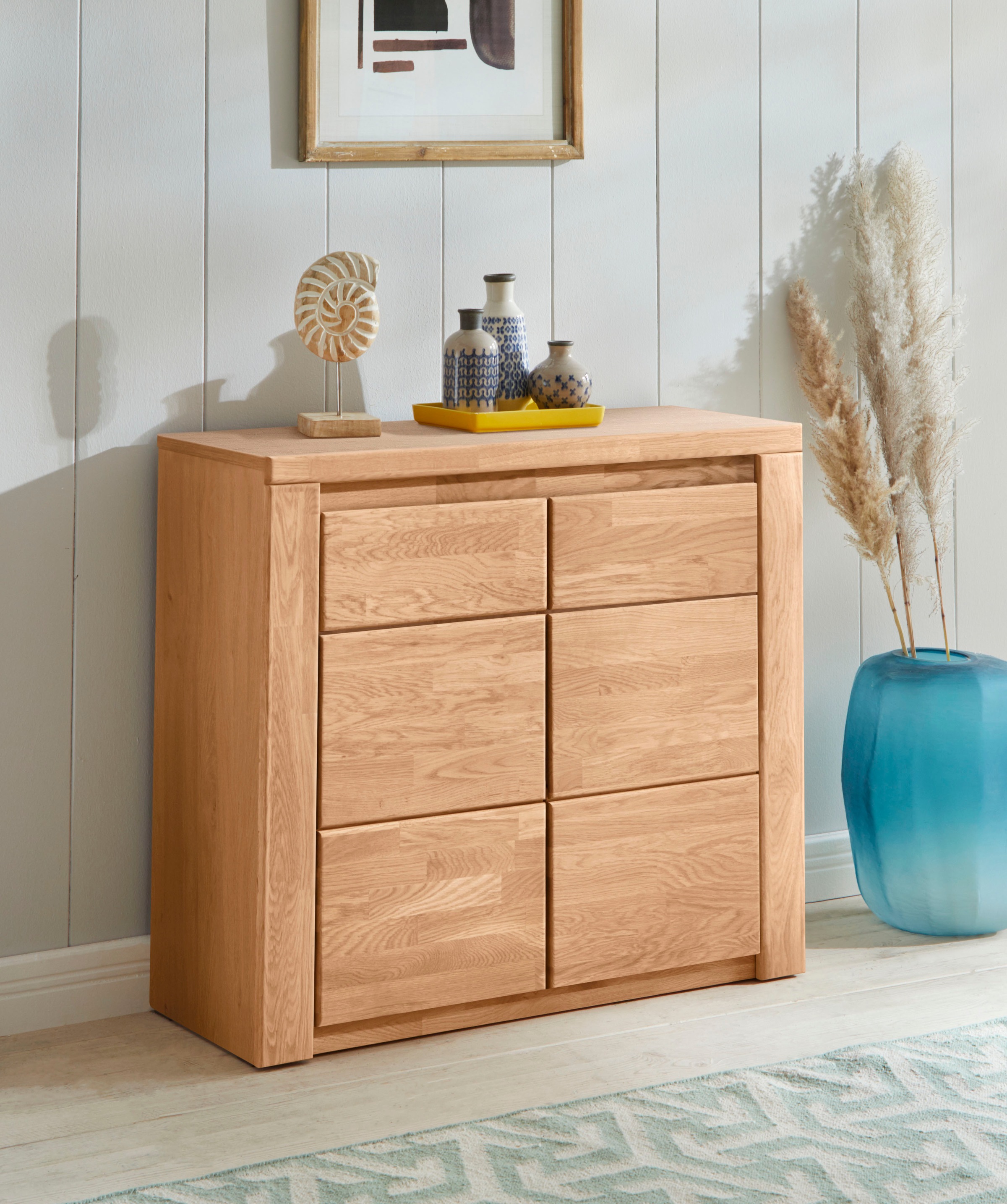 Home affaire Kommode »Burano,90cm breit,35 cm tief, Fronten Massivholz«, Ho günstig online kaufen