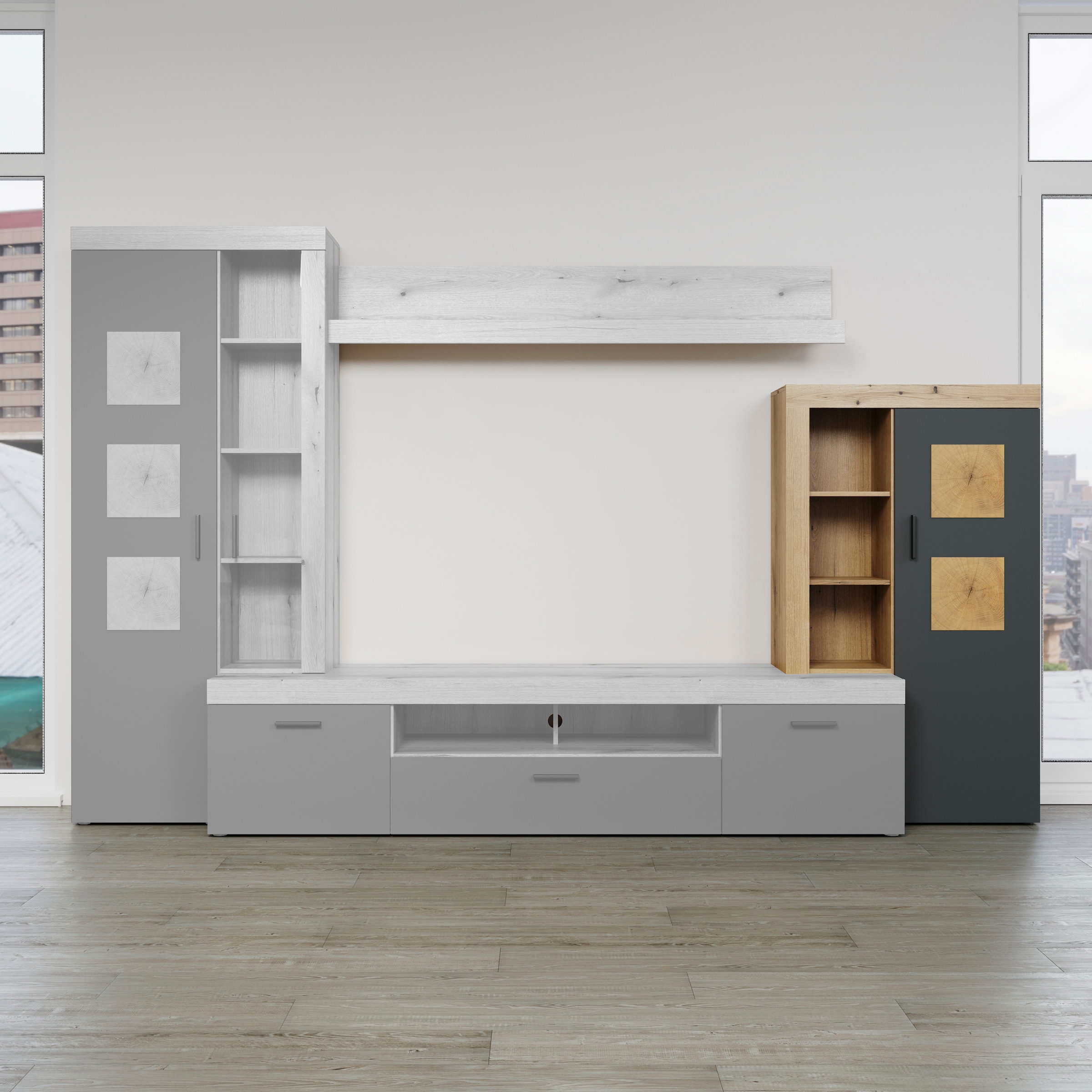 Home affaire Stauraumvitrine »Ghent«, (Packung, 1 St.), Mit Hirnholzapplikationen