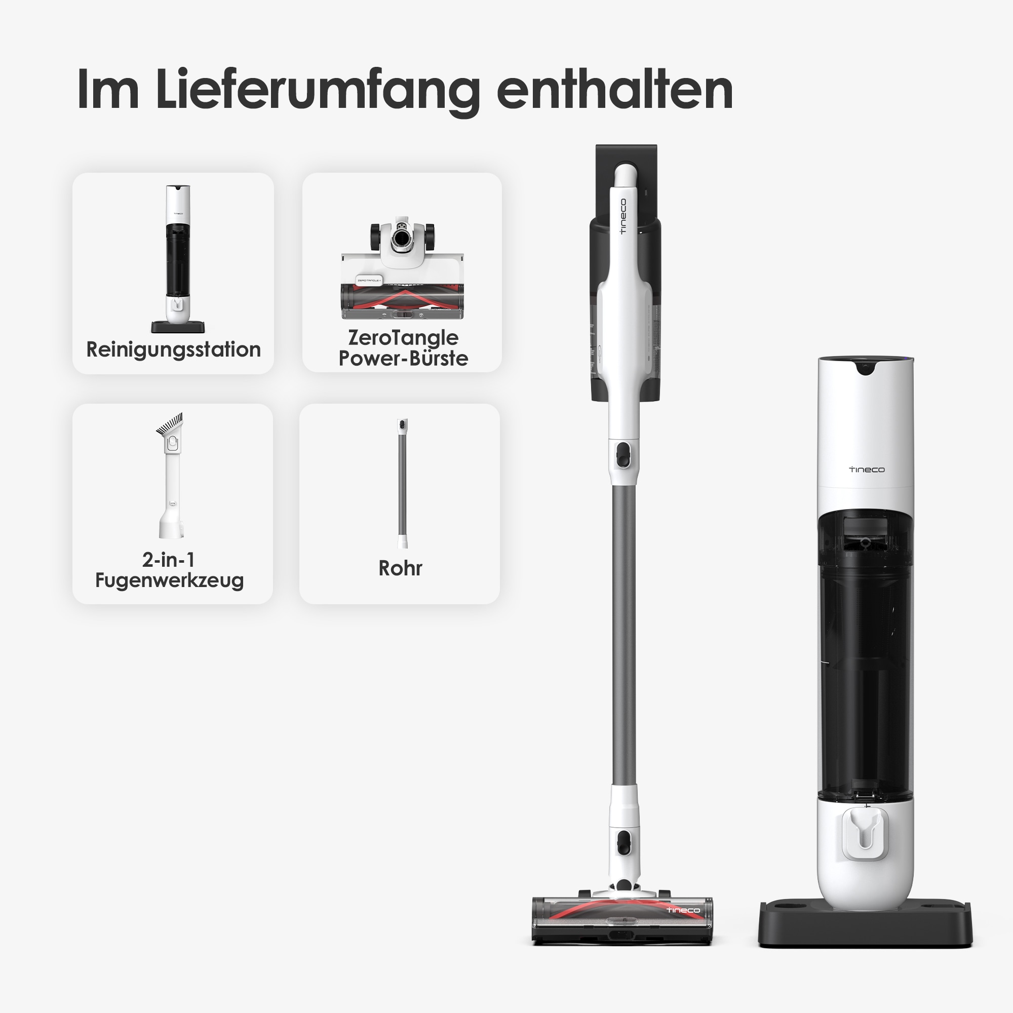 Tineco Akku-Stielstaubsauger »Pure One Station 5, 2x6-fach Filter für Allergiker und Tierhaushalte« Automatik Modus, Zyklonfilter, bis zu 70 Min Laufzeit, Akku wechselbar