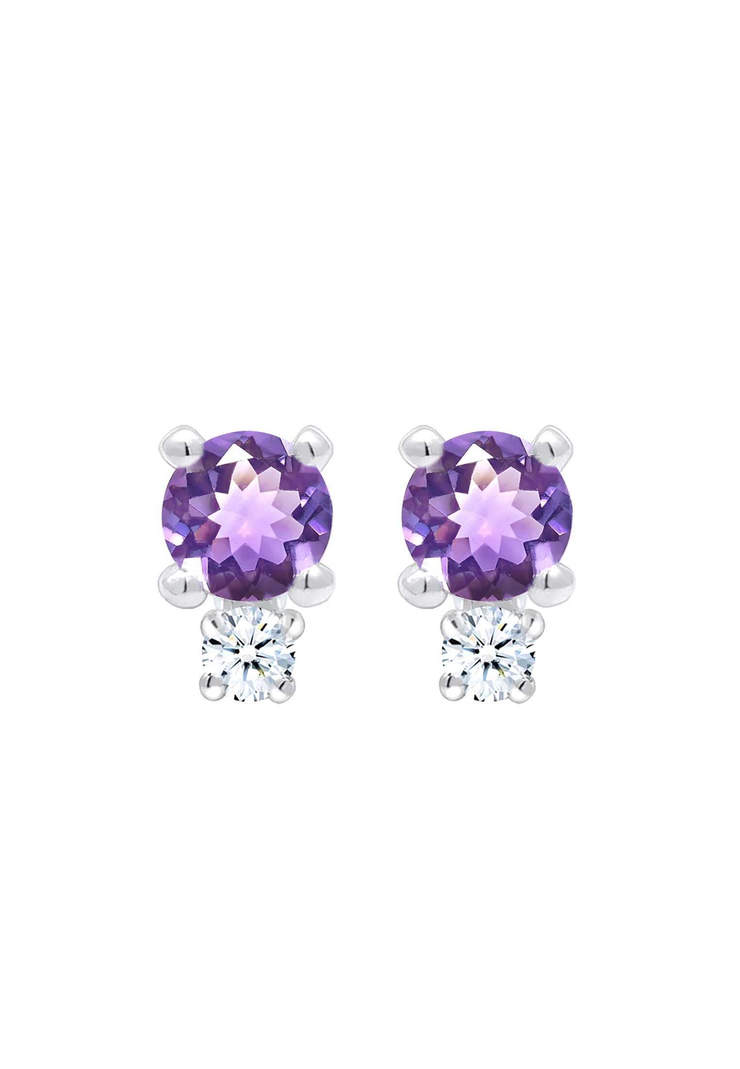 Elli DIAMONDS Paar Ohrstecker »Amethyst Edelstein Diamant (0.06 ct.) 925er Silber«