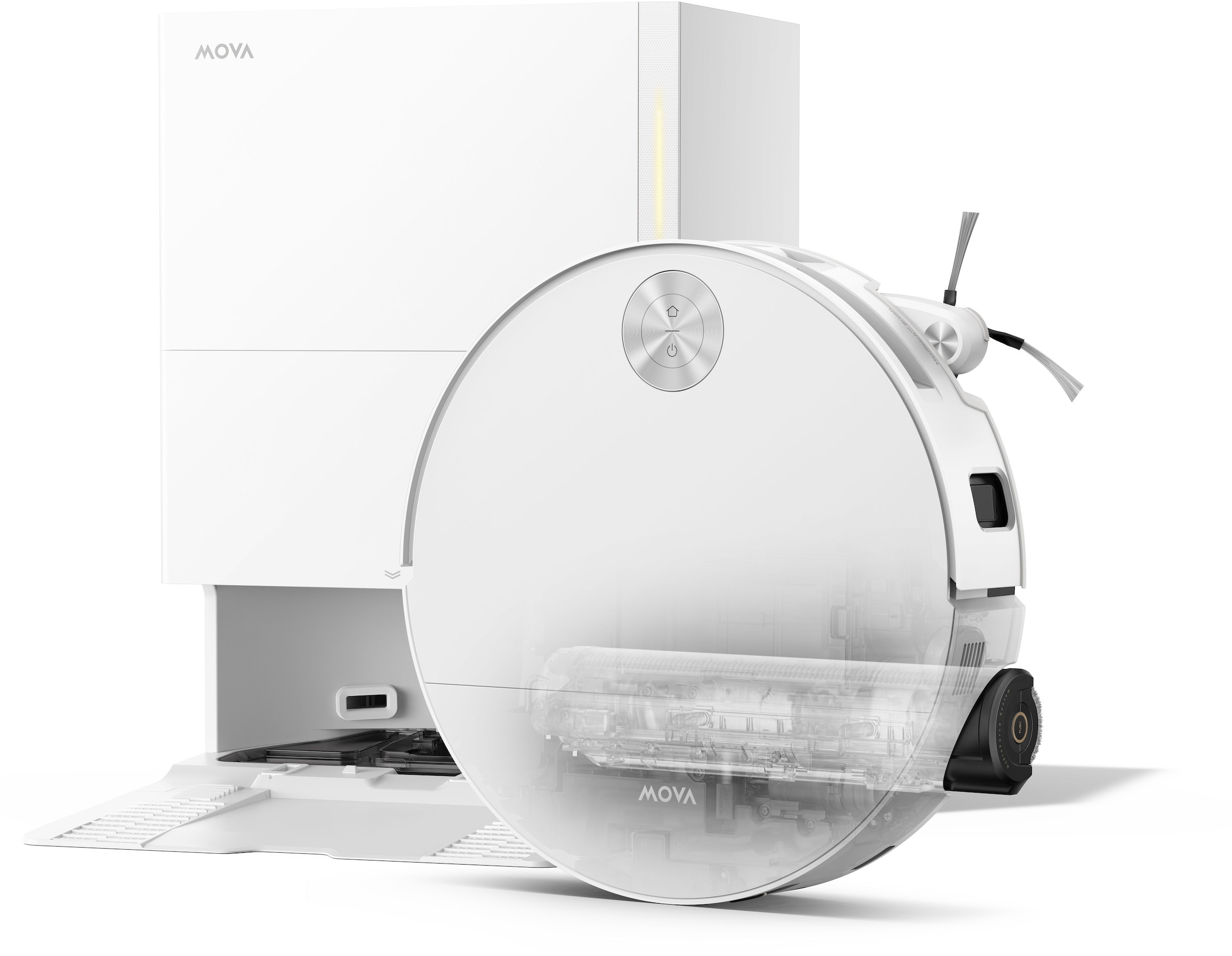 Mova Saugroboter »S70 Roller, Saugroboter mit 28.000Pa Saugkraft und HydroForce-Wischen,« MaxiReach-Technologie, CovertSense-Navigation, 90mm Flaches Gehäuse