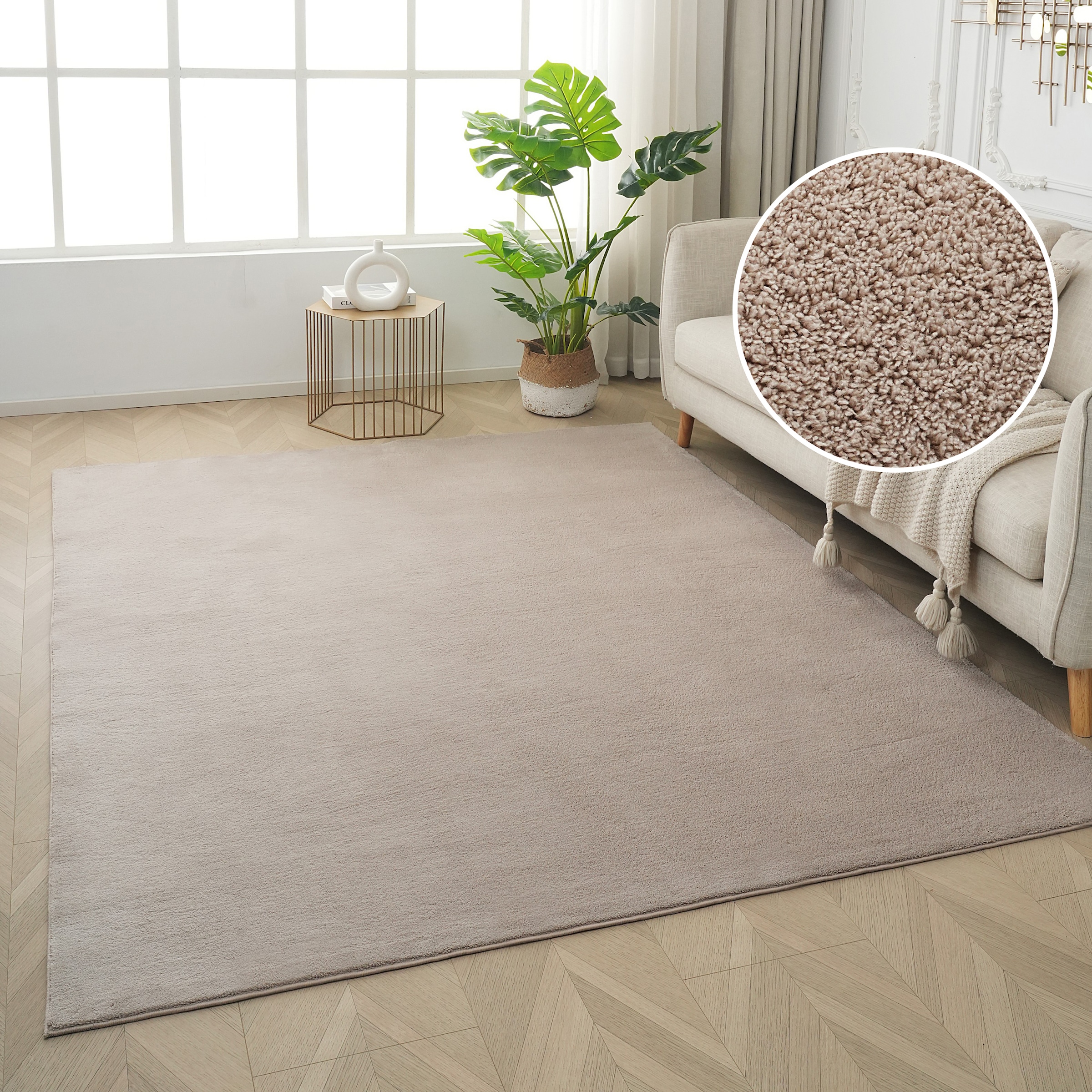 my home Teppich »Cali light, weich, modern, waschbar« rechteckig 13 mm Höhe Uni-Farben, kuschelig, & weich, Wohnzimmer, Schlafzimmer, Esszimmer