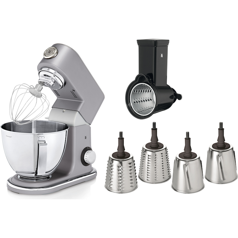 WMF Küchenmaschine »Profi Plus« Ganzmetallgehäuse, 4 Cormargan Schneideinsätzen stahlgrau