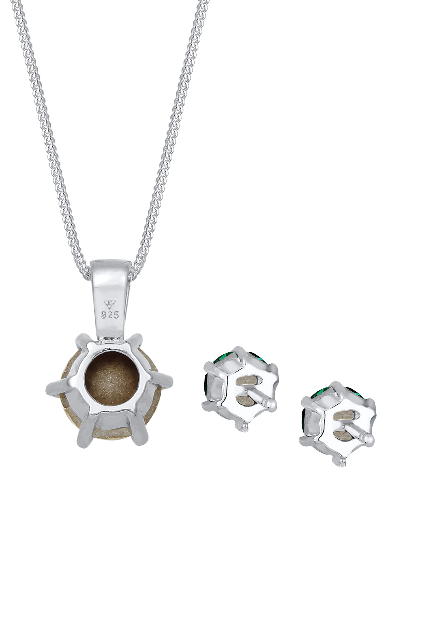 Elli Schmuckset »Ohrringe und Anhänger mit Kristalle Grün 925 Silber«