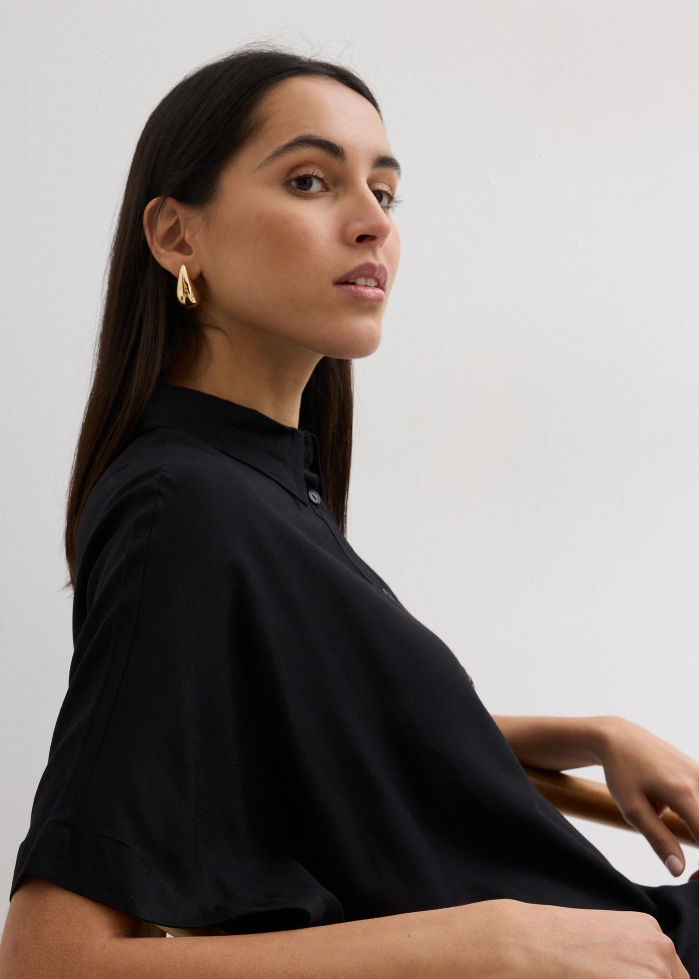 bonprix Blusenkleid Oversize-Passform, aus Viskose, mit Stehkragen