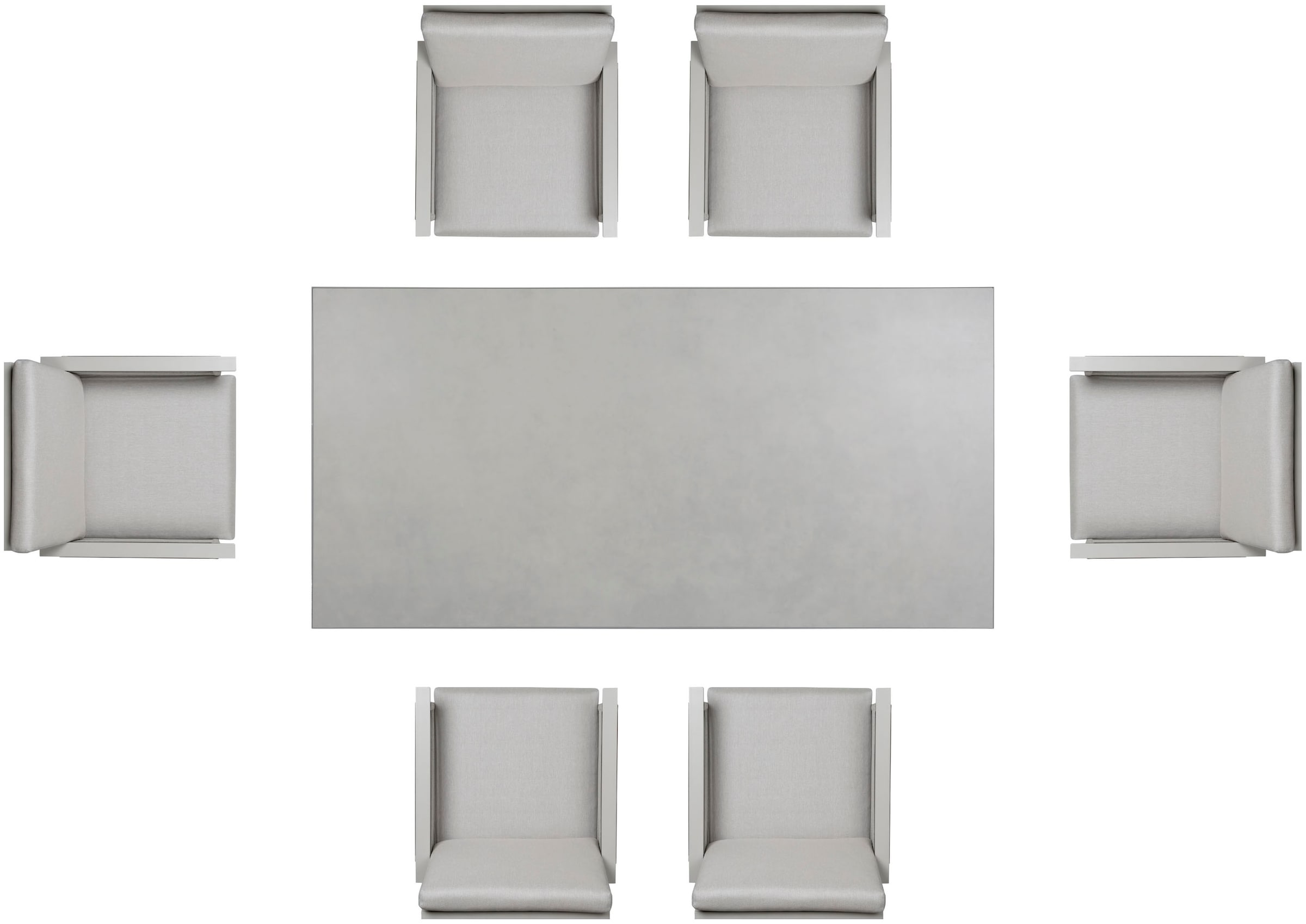 KONIFERA Garten-Essgruppe »Edessa, TOPSELLER!« Set, 6x Sessel, 6x Sitzauflagen, 6x Rückenauflagen,1x Tisch, 19 tlg. tlg. bestehend aus 6 Sesseln mit Auflagen, 1 Tisch