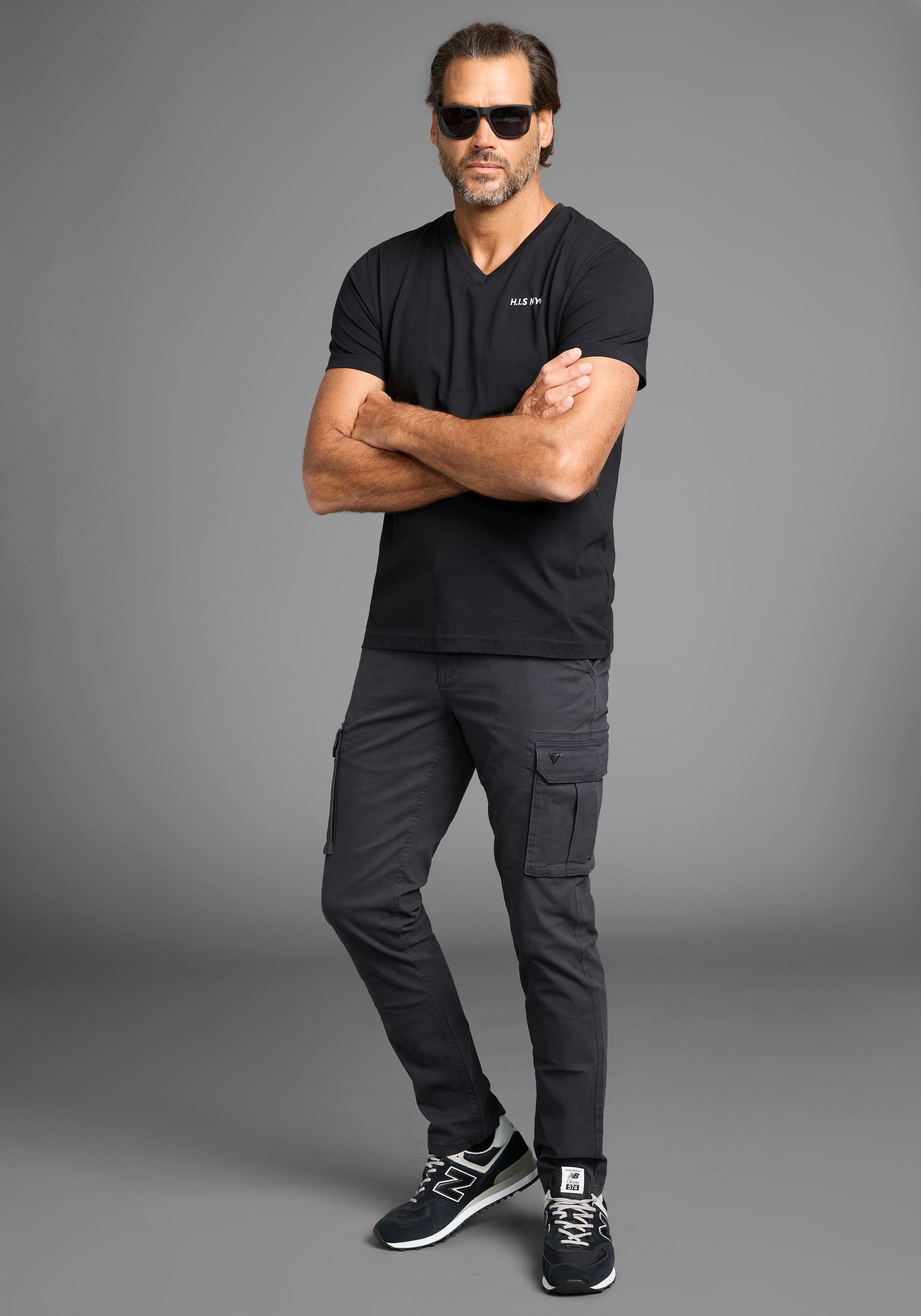 H.I.S V-Shirt, (3-er Pack), Kurzarm, Slim Fit, aus Baumwolle
