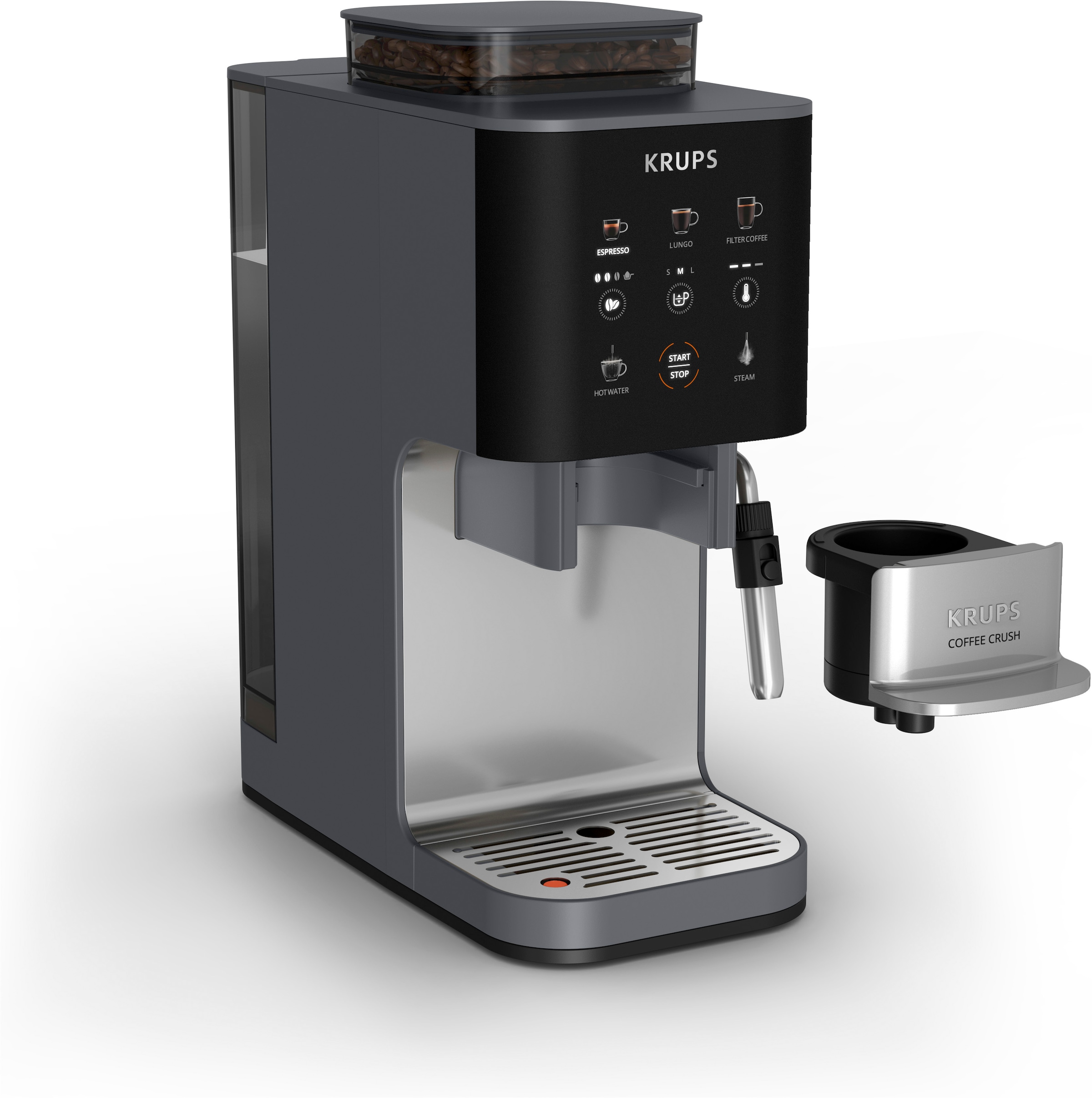 Krups Kaffeevollautomat »SA404B Coffee Crush Extra Milk« kompakt, gemahlenen oder vorgemahlenen Kaffee, intuitives Bedienfeld
