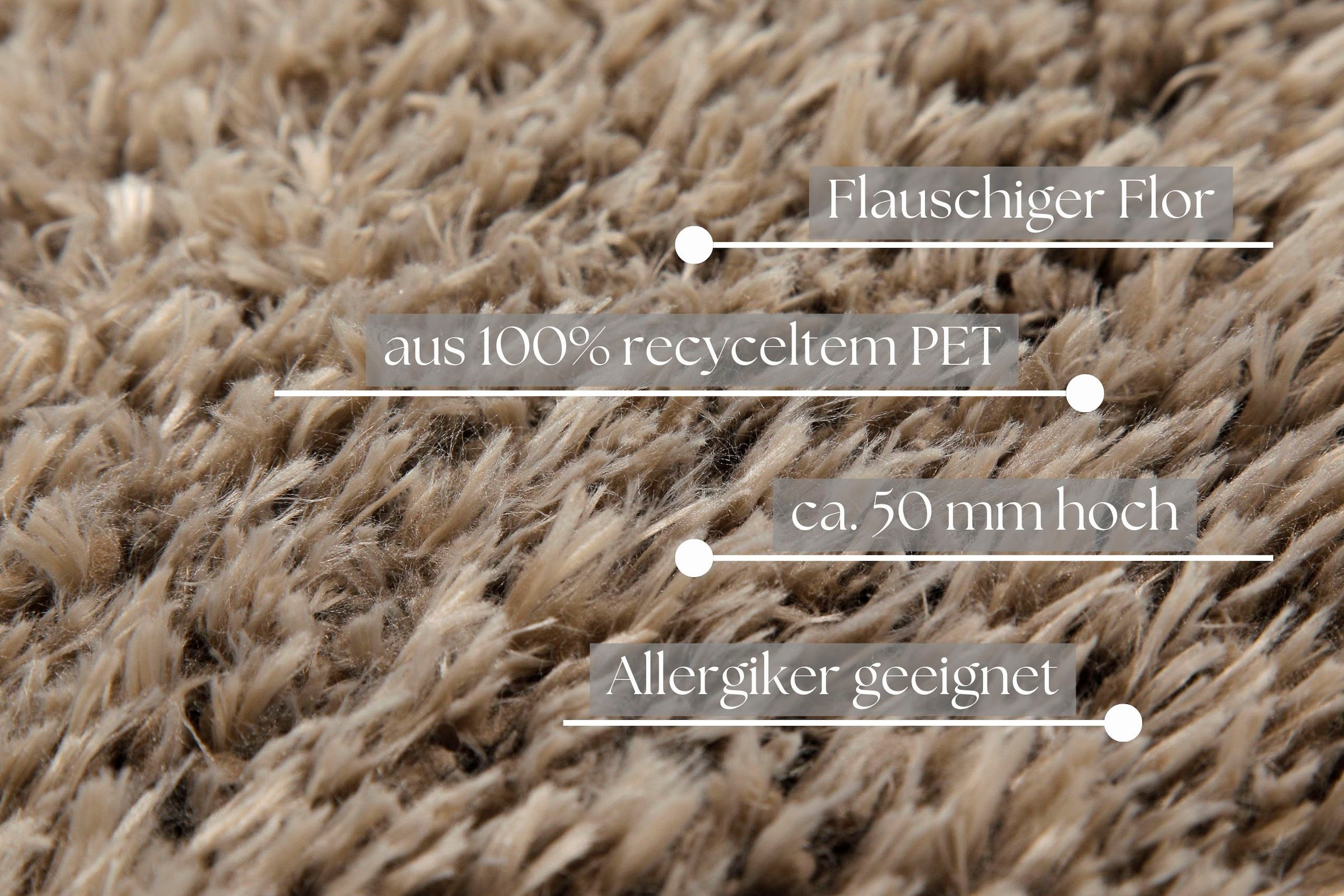 OTTO home Hochflor-Teppich »Josetta , auch als Läufer erhältlich« rechteckig 50 mm Höhe Langflor, Shaggy, dichter weicher Hochflor, uni farben, Wohnzimmer