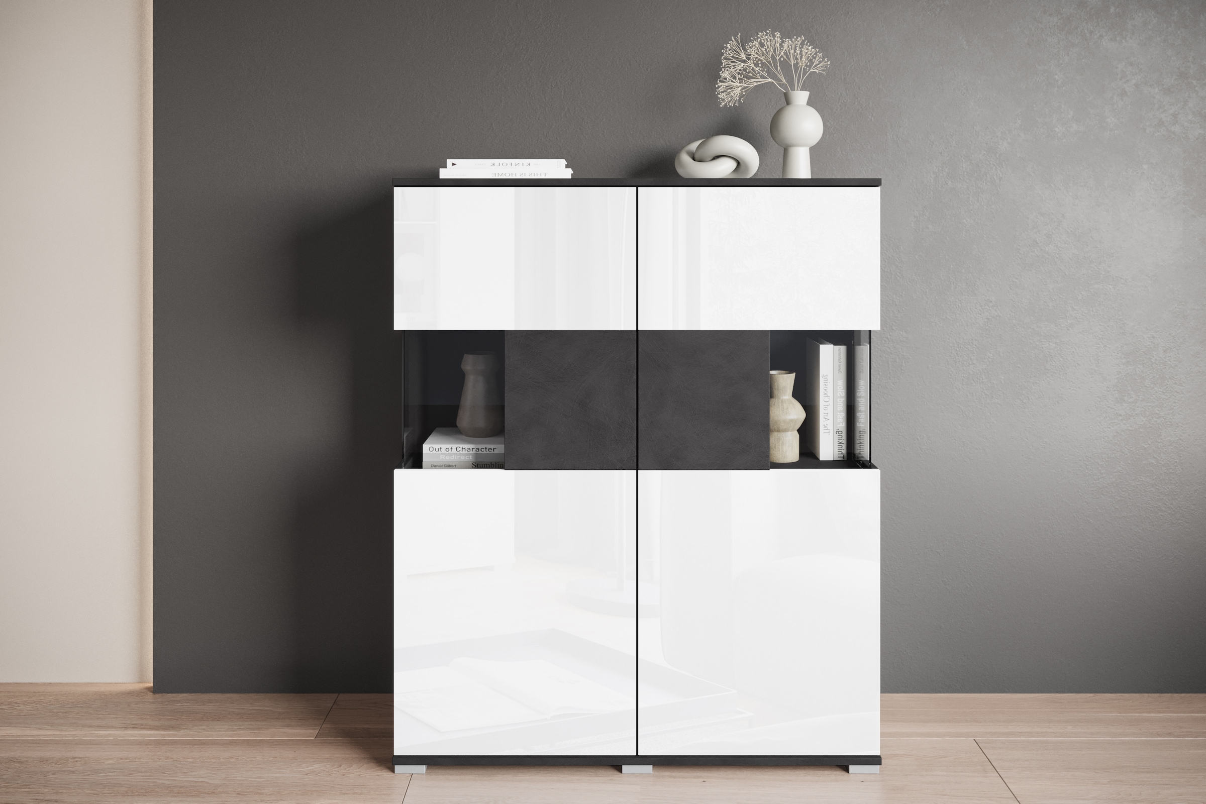 INOSIGN Highboard »Kenia«, (1 St.), Modernes Highboard mit Glastüren, Breite 100 cm