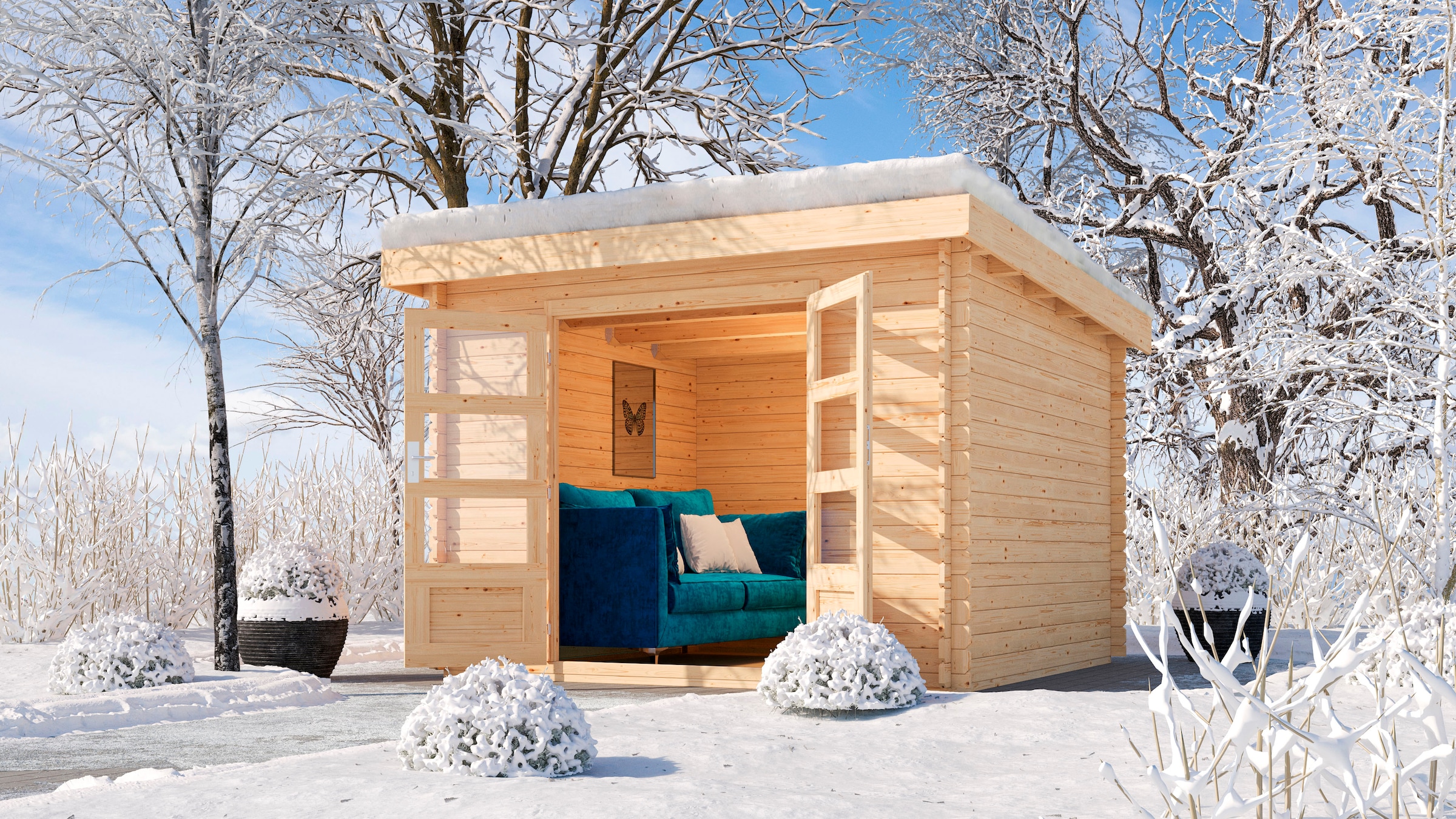 Karibu Gartenhaus »"Lumet 5" Set«, naturbelassen oder anthrazit, Schneelast-Haus