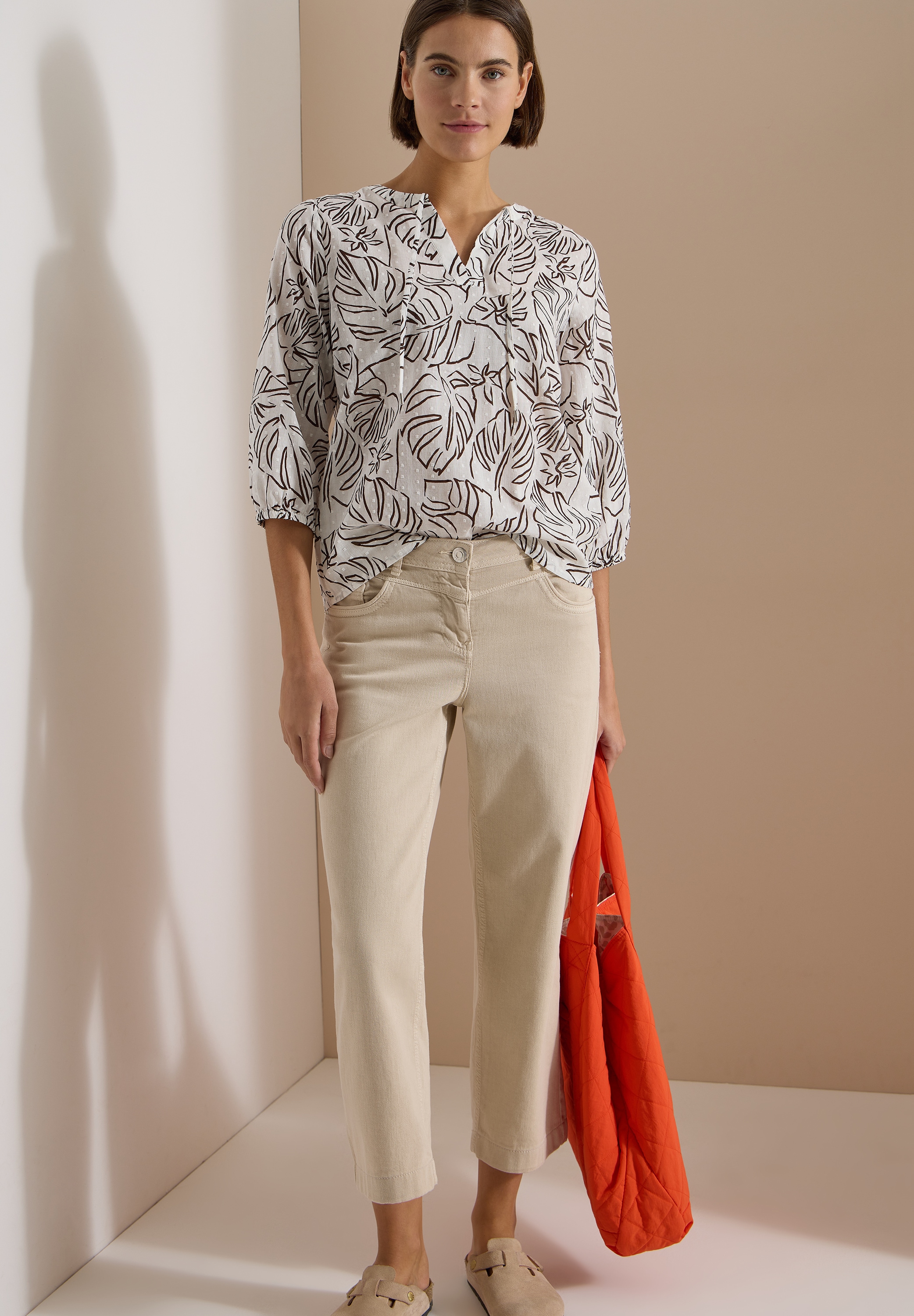 Cecil Druckbluse 3/4-Arm Sommerbluse-Tunika mit Blätterprint