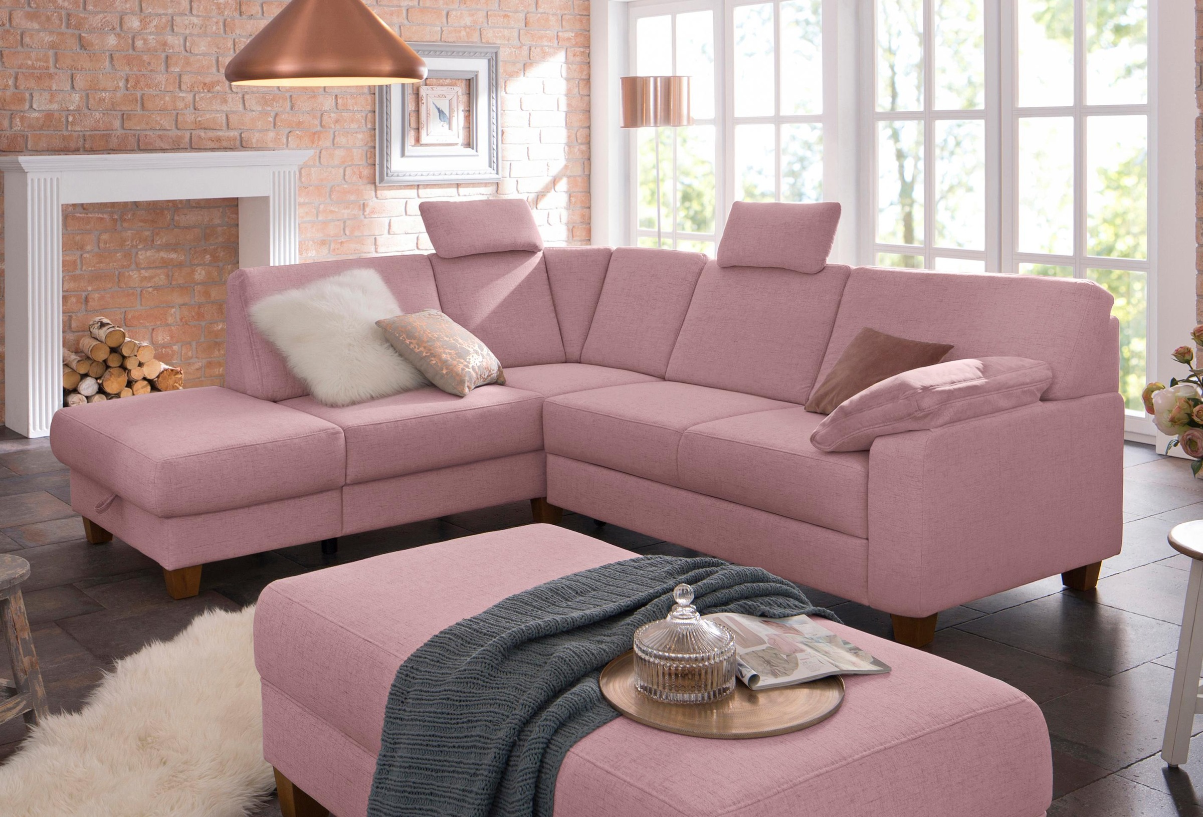 Home affaire Ecksofa »Belfort L-Form« mit Federkern, wahlweise mit Bettfunk günstig online kaufen