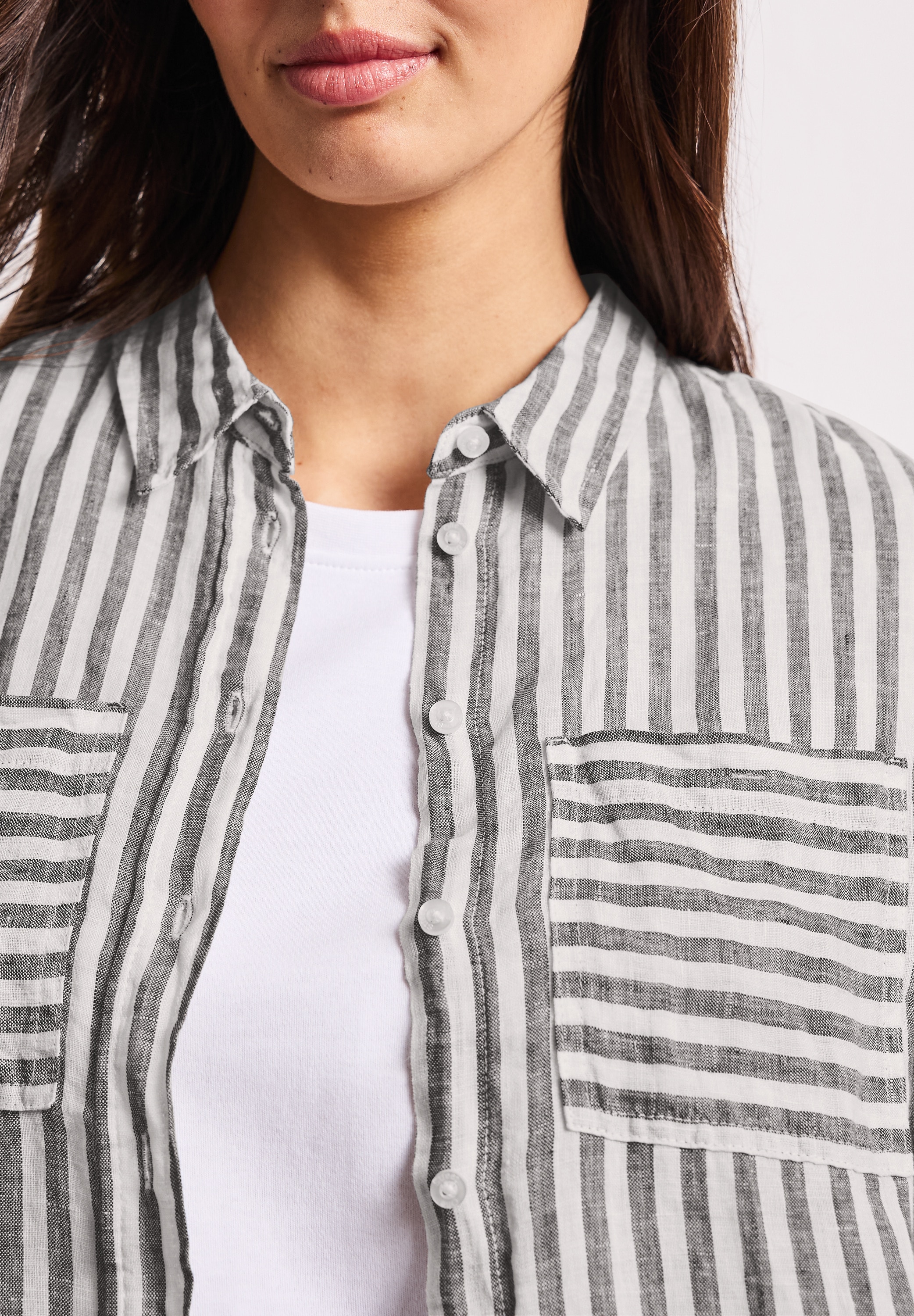 STREET ONE Hemdbluse mit Streifen Muster
