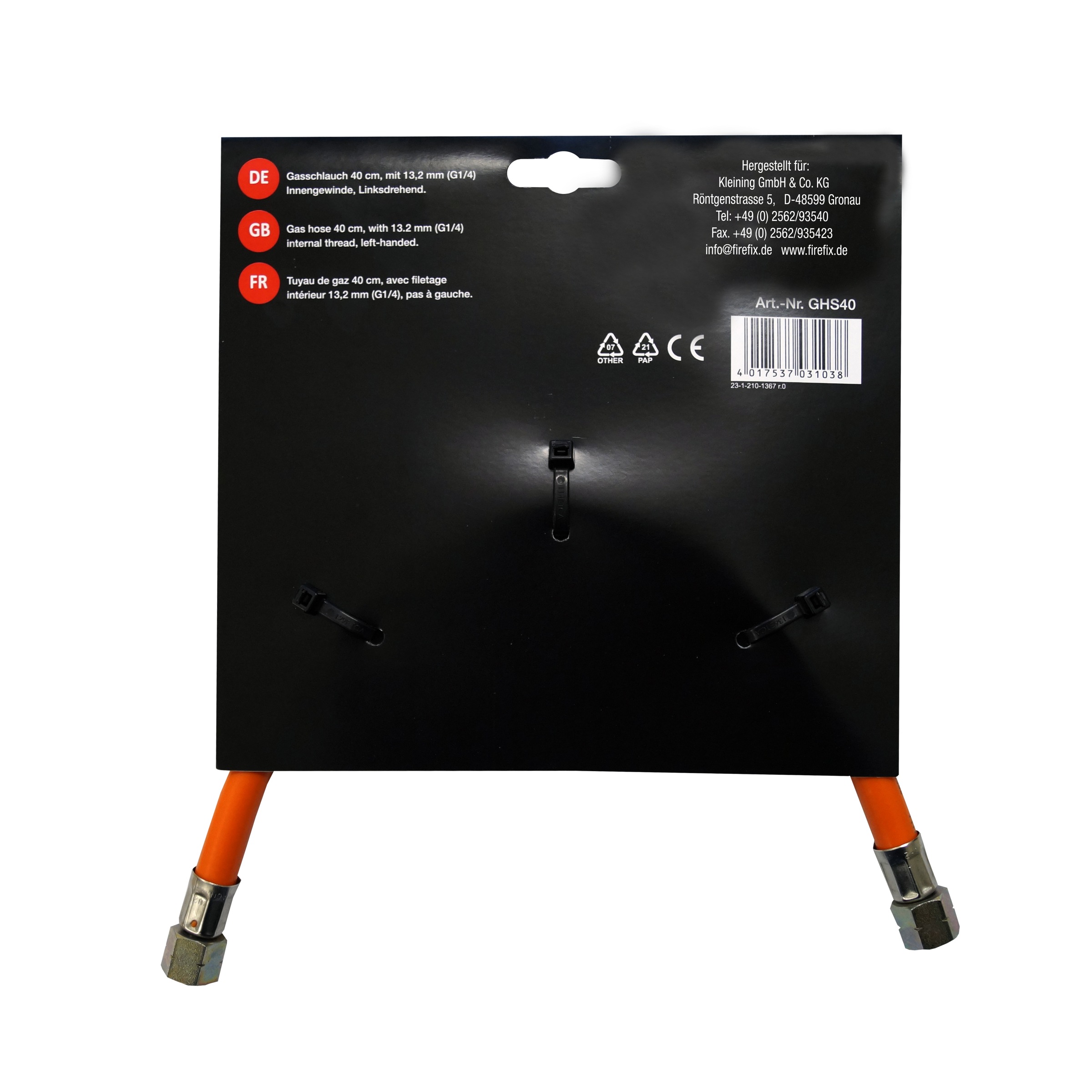 Firefix Schlauch für Gas-Heizöfen, 40 cm Länge