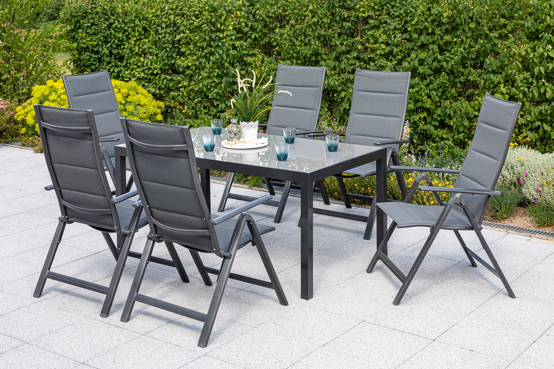 MERXX Garten-Essgruppe »Taviano« Set, 7 Stk. tlg. 6 Klappsessel, 5-fach ver günstig online kaufen