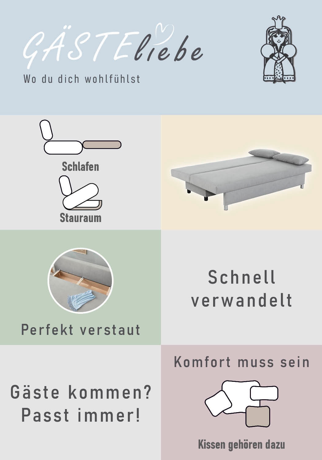Jockenhöfer Gruppe Schlafsofa »B: 191 cm, Liegefl. 120x191 cm« mit Bettfunktion & Bettkasten