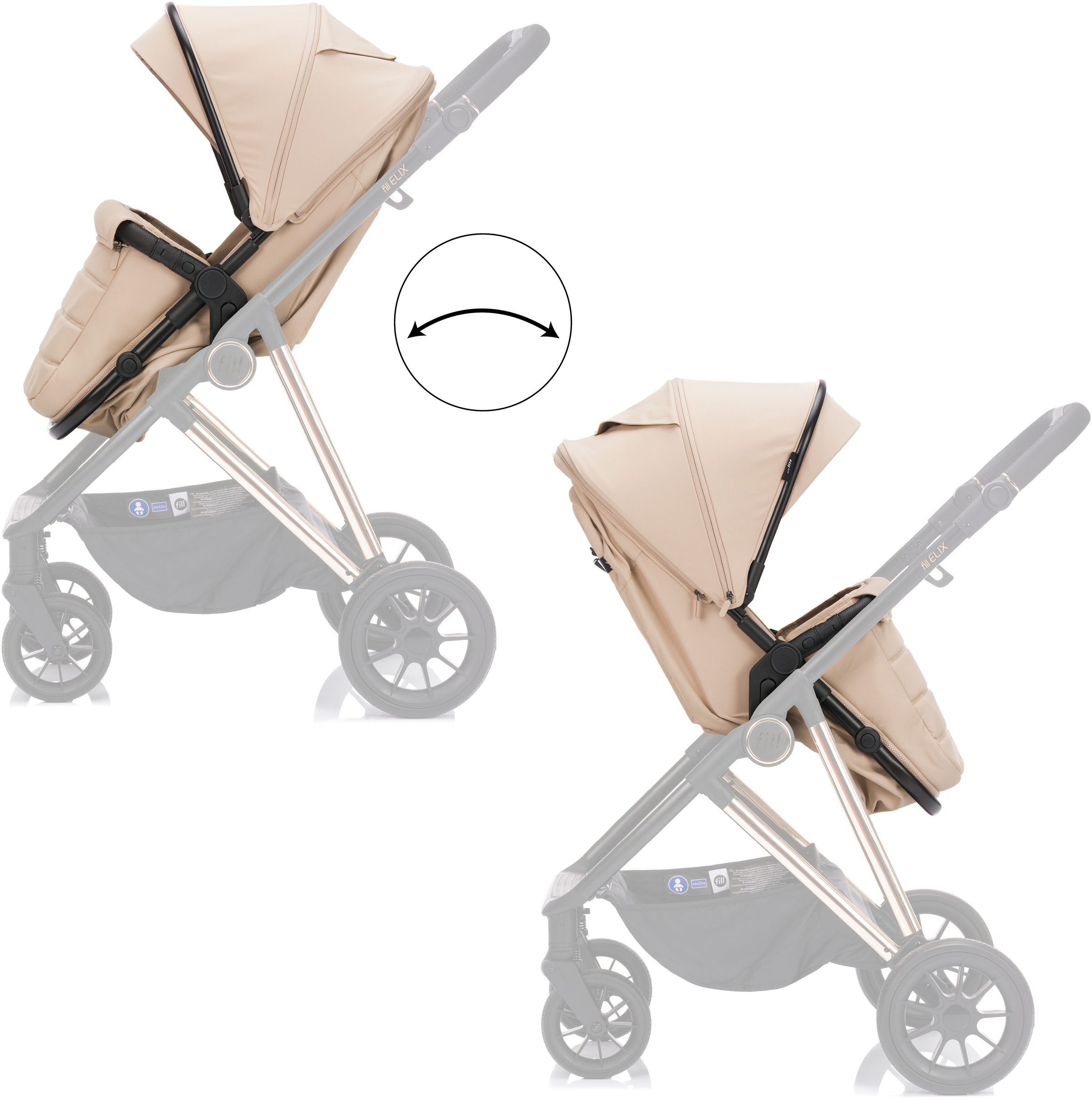 Fillikid Kombi-Kinderwagen »Fill Elix« Babywanne einfach zum Sportsitz umbaubar
