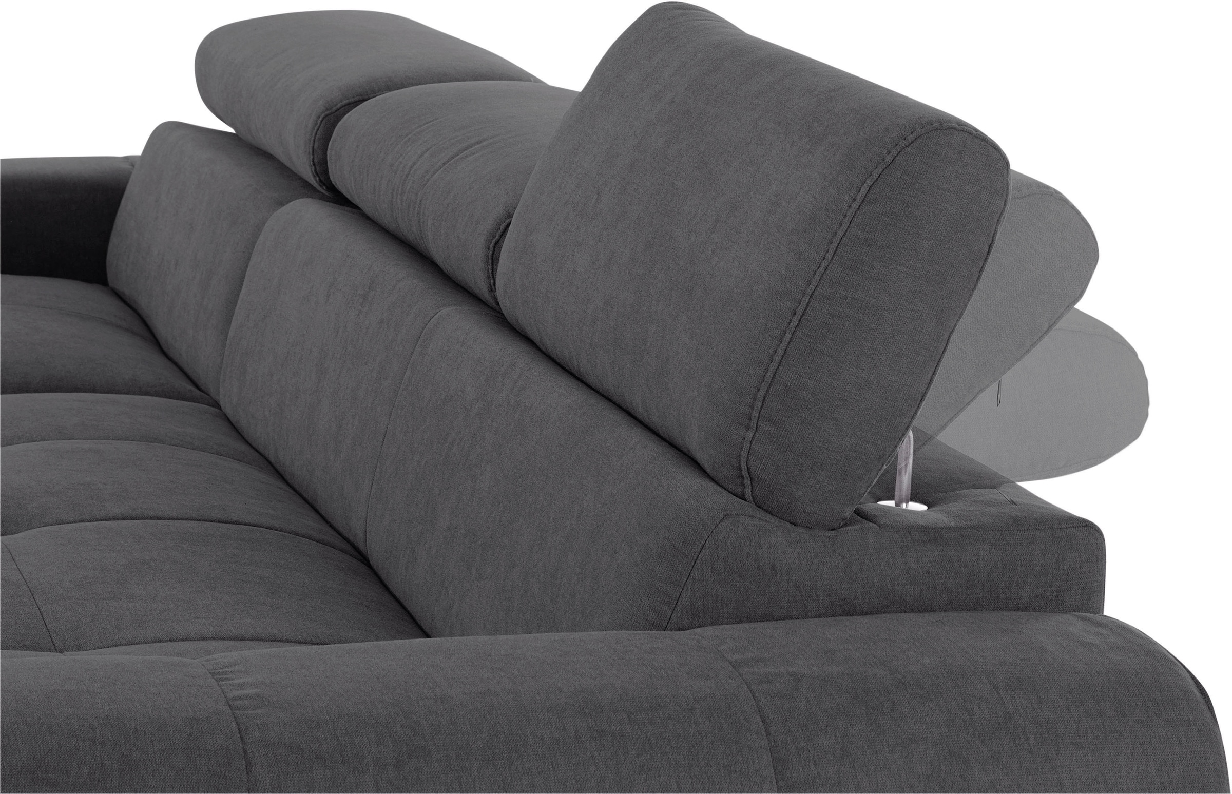 COTTA Ecksofa »Mia L-Form mit 3 Zierkissen«, wahlweise mit Bettfunktion, Bettkasten, Beleuchtung & Wireless-Charger