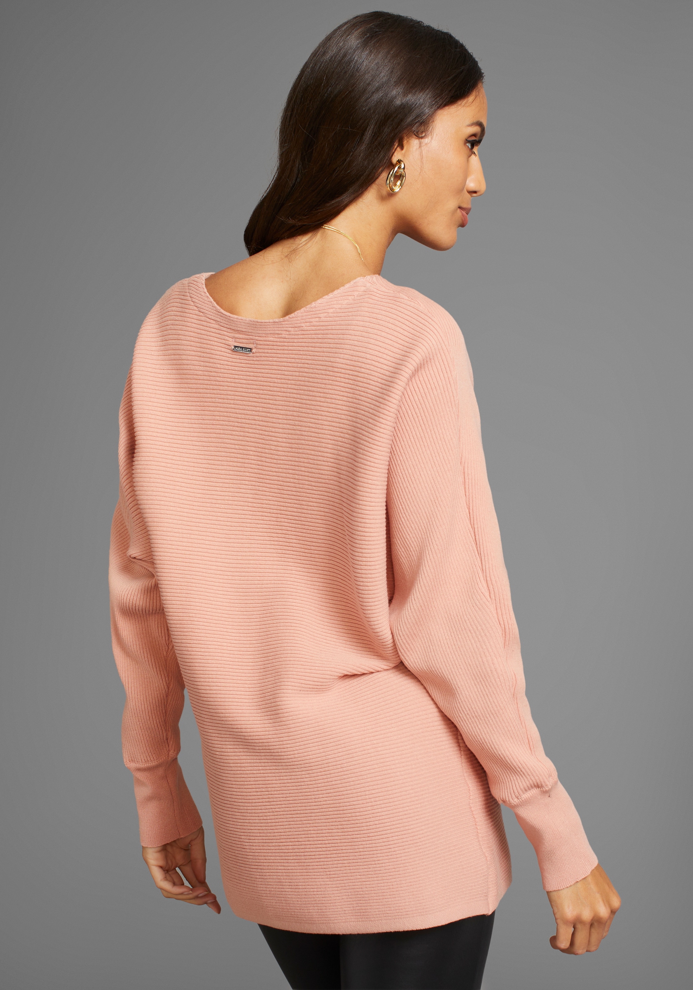Laura Scott Rundhalspullover in oversized Form mit Rippstruktur