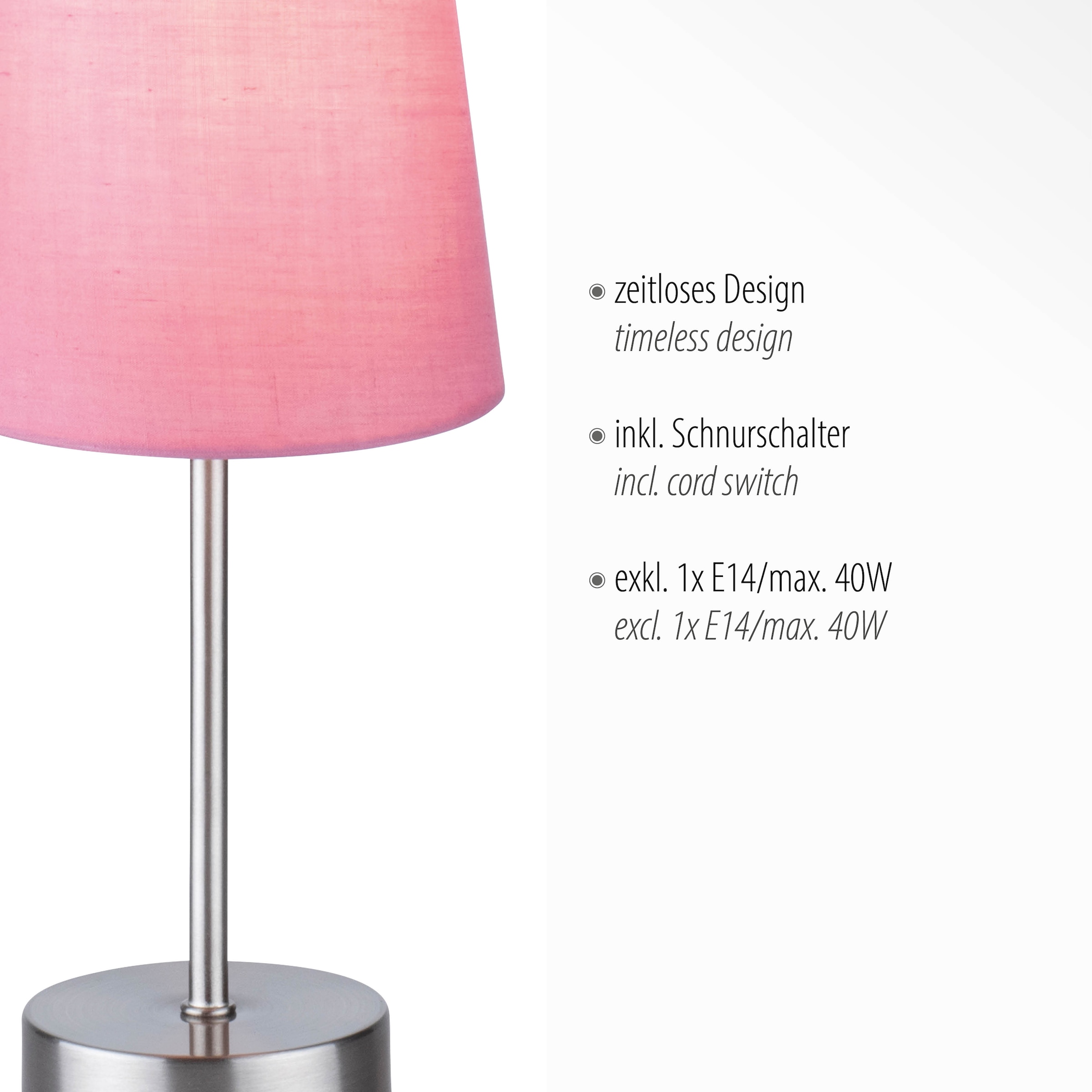 JUST LIGHT Tischleuchte »HEINRICH« E14 1 Stk. ExklusiveE14, Schalter, Schnurschalter