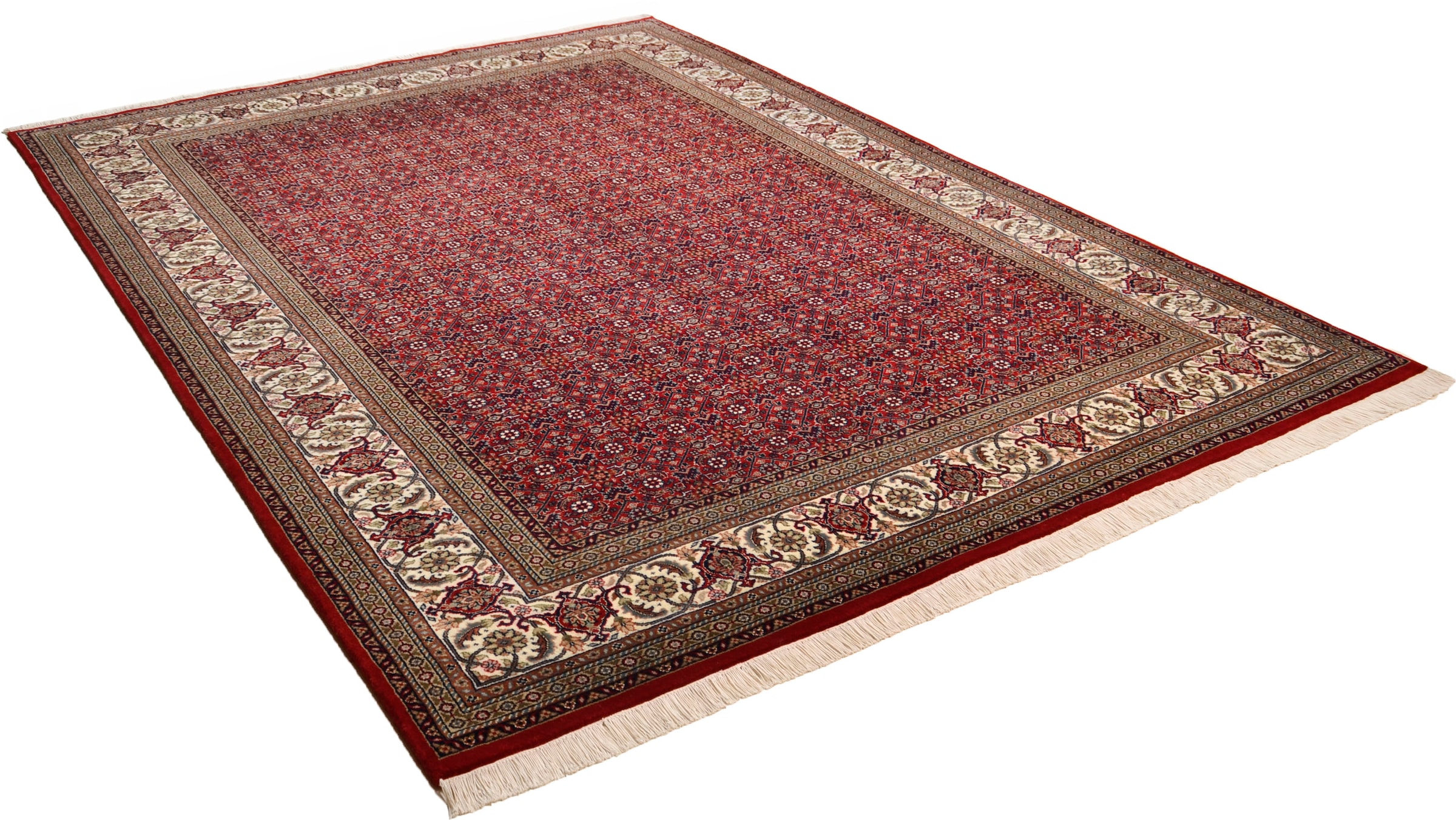 THEKO Orientteppich »Sirsa Seta Bidjar«, rechteckig, 12 mm Höhe, handgeknüpft, Material: 80%Wolle, 20% Seide, mit Fransen