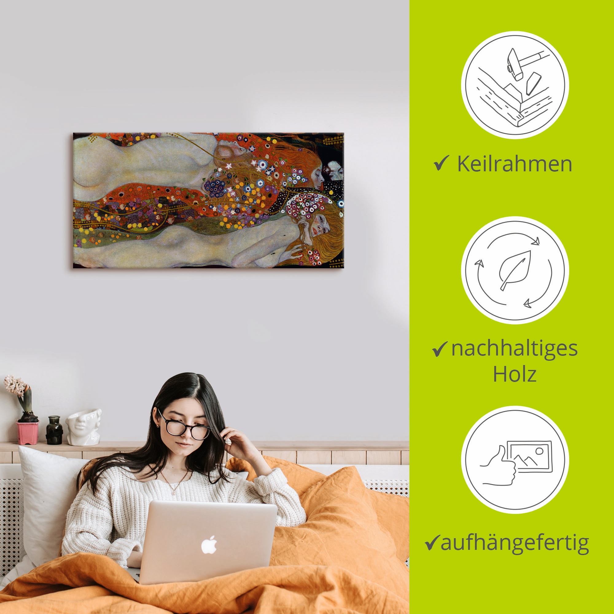 Artland Leinwandbild »Wasserschlangen II (Die Freundinnen)« Frau 1 Stk. tlg. auf Holzrahmen gespannt