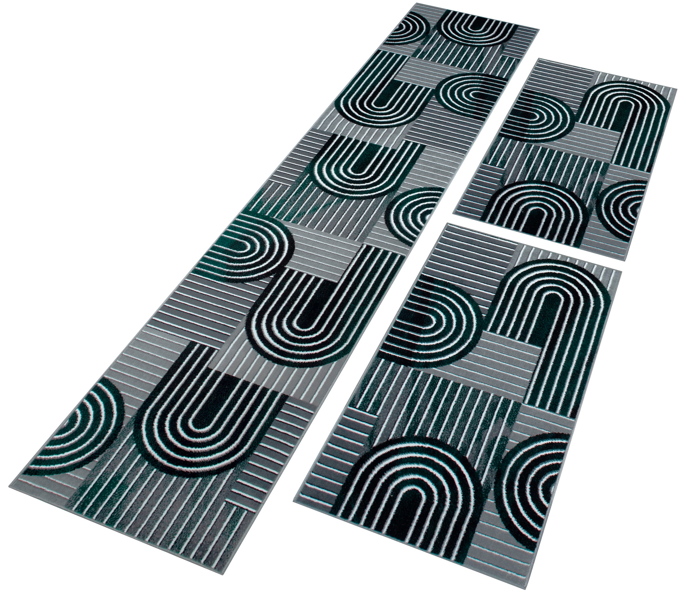 OTTO home Bettumrandung »Lyssandra« Höhe 8 mm 3 tlg. tlg. 3D-Effekt, softer Kurzflor, pflegeleicht, leichter Glanz, Scandi-Look