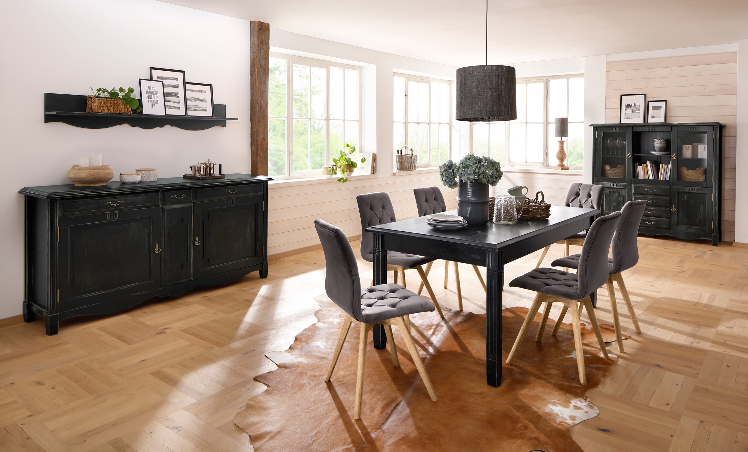 andas Esszimmerstuhl »Rania«, (Set), 6 St., Samtoptik, im 2er/4er/6er Set, Massivholzbeinen