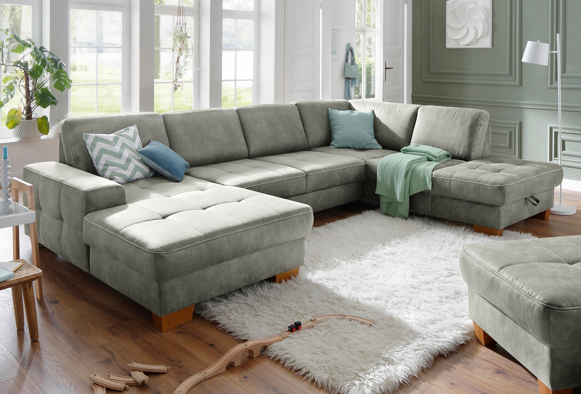 Home affaire Wohnlandschaft »Puccini U-Form« mit Federkern, Sitztiefenverst günstig online kaufen