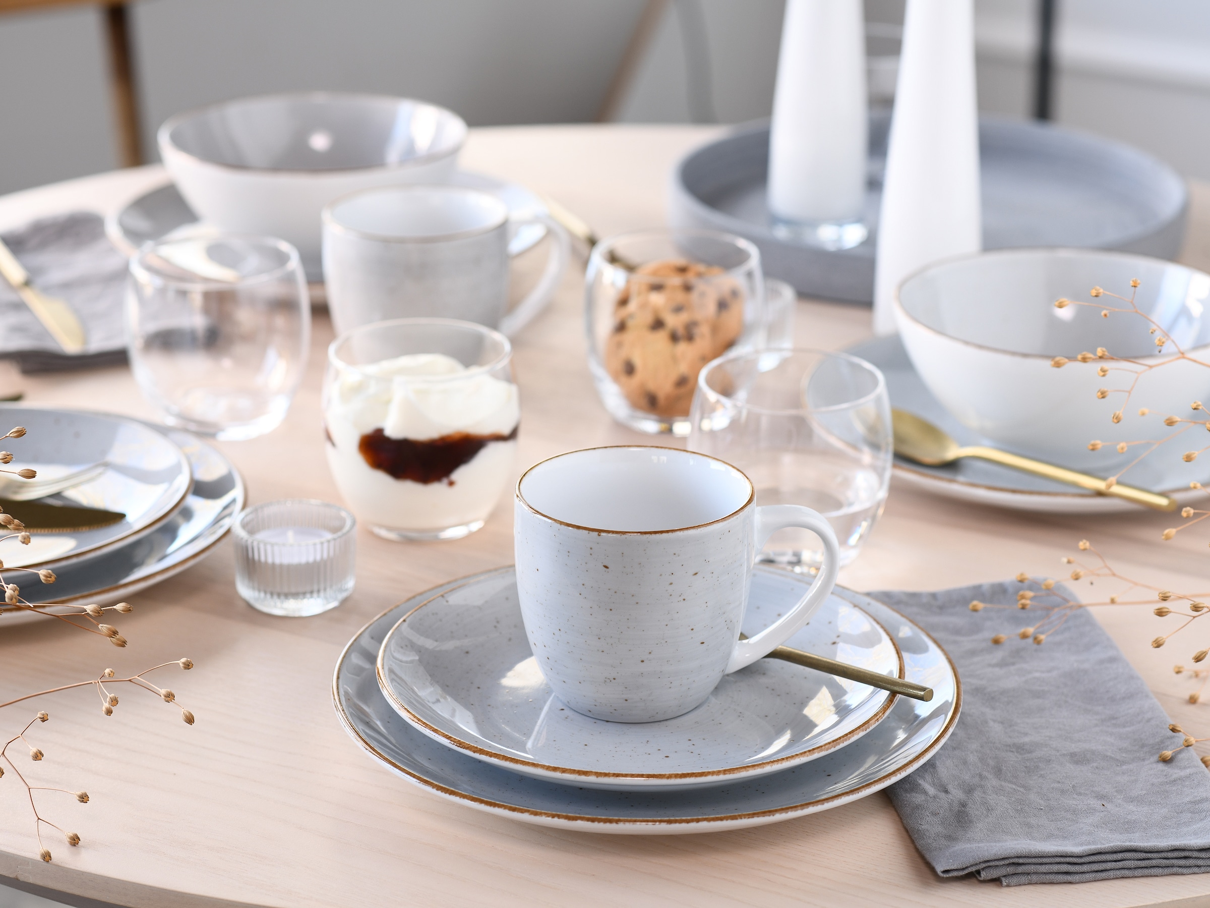CreaTable Kombiservice »Vintage Nature, Service 16-tlg.« Naturverbundenes Design, Handgemalt