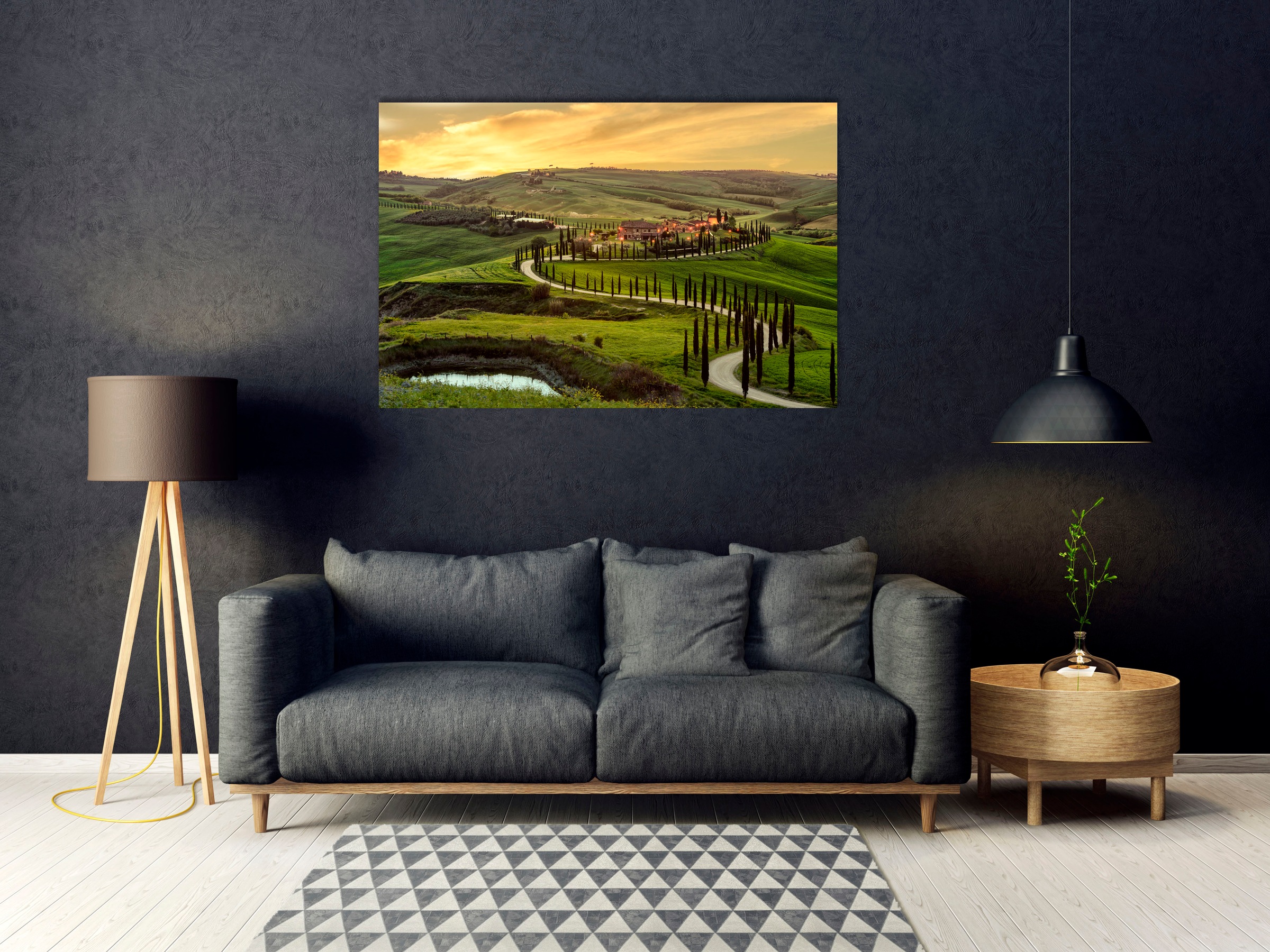 queence Acrylglasbild »Toskana bei Sonnenuntergang«, Landschaft-Italien-Tan günstig online kaufen