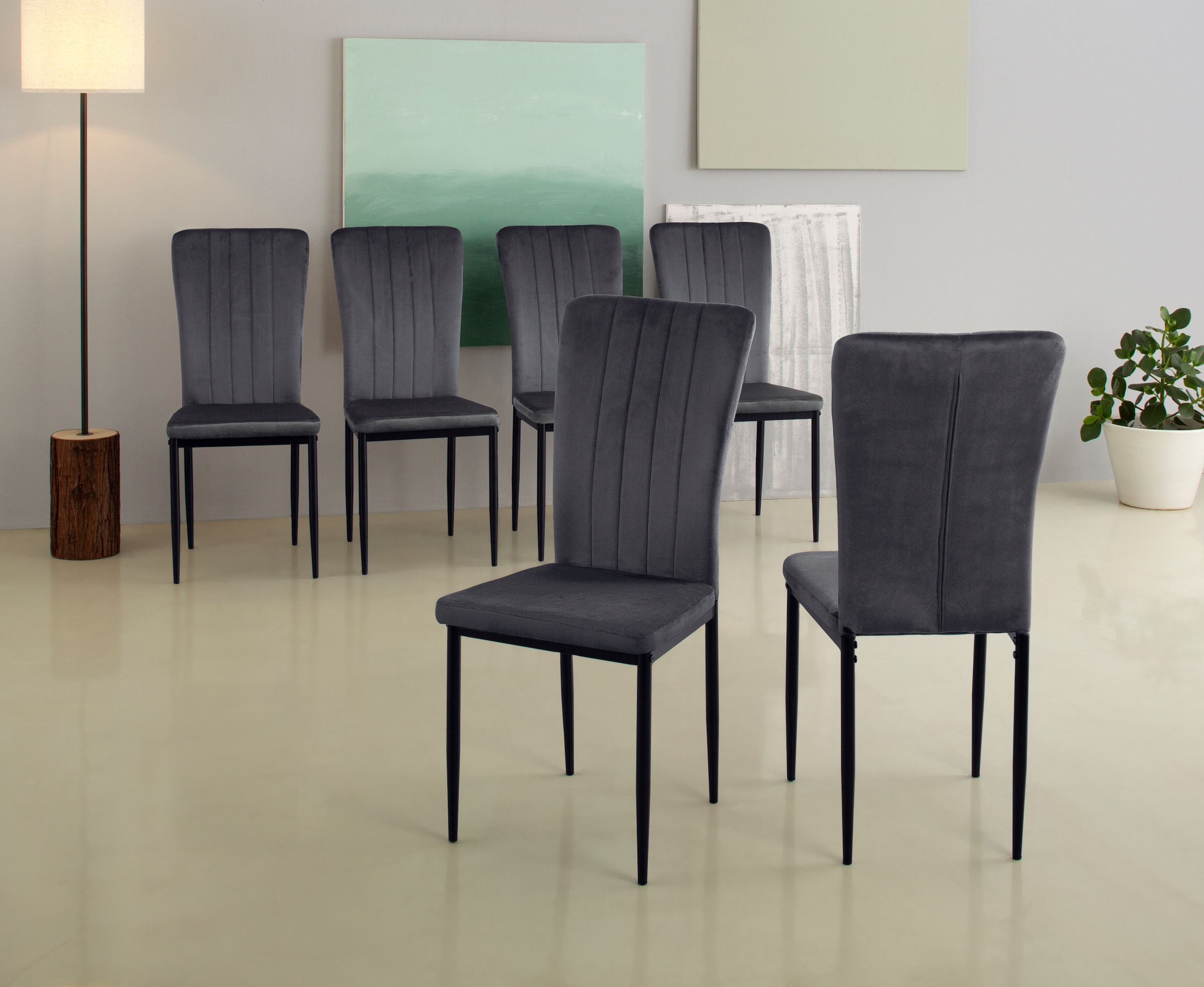 Home affaire 4-Fußstuhl »Bergamo« (Set) 6 Stk.erhältlich in Samt, Vintage-M günstig online kaufen