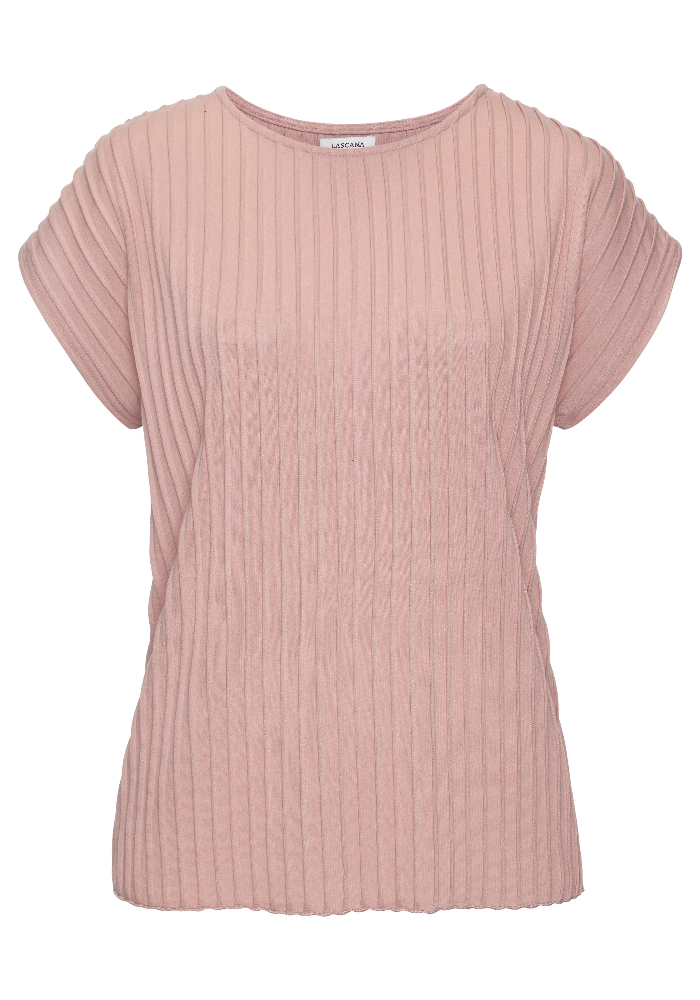 LASCANA Kurzarmshirt, mit Biesenstruktur, bügelfreies T-Shirt aus moderner Strukturware