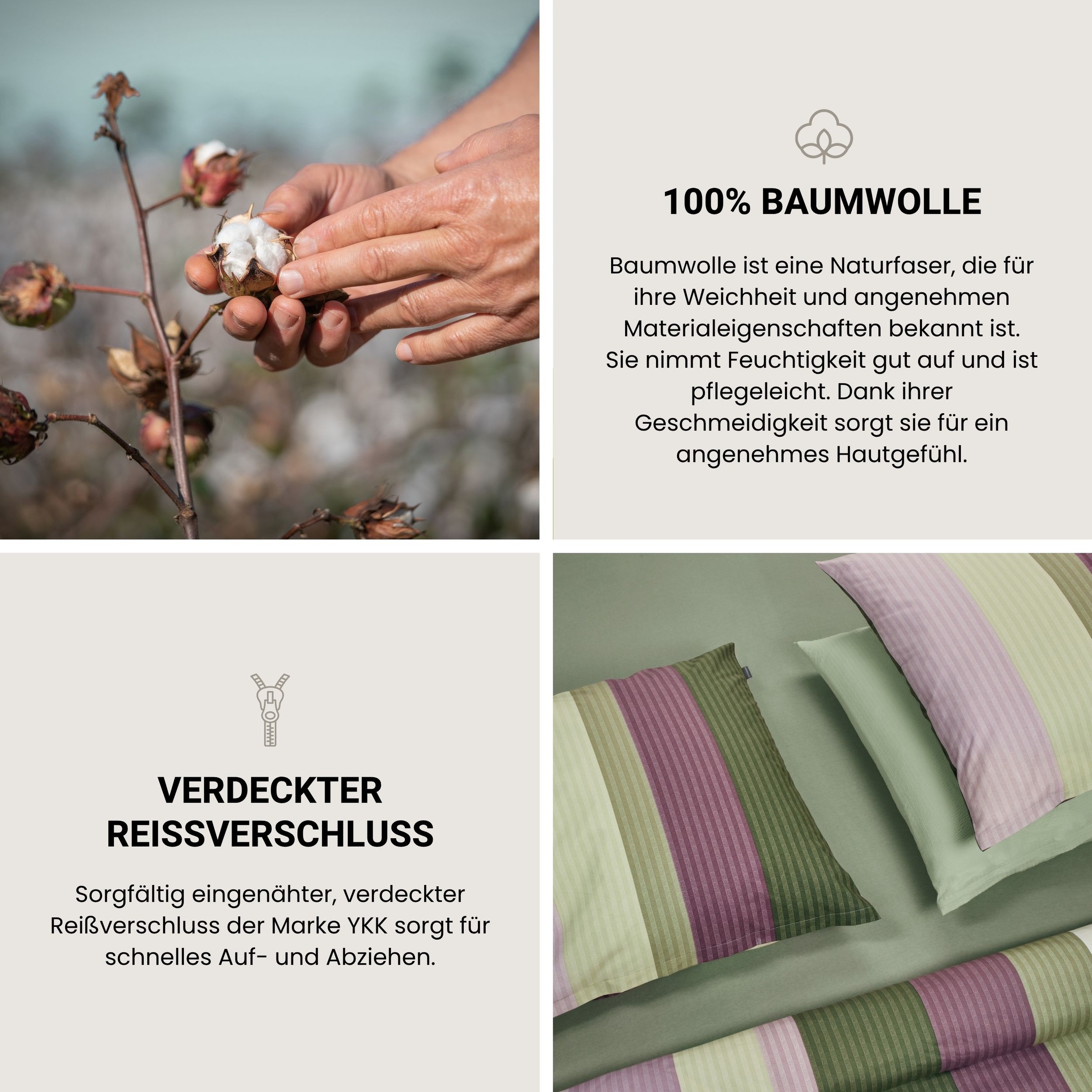 Schiesser Wendebettwäsche »Vendi aus weicher Baumwolle mit lebhaften Streifen« 2 Stk. OEKO-TEX® MADE IN GREEN
