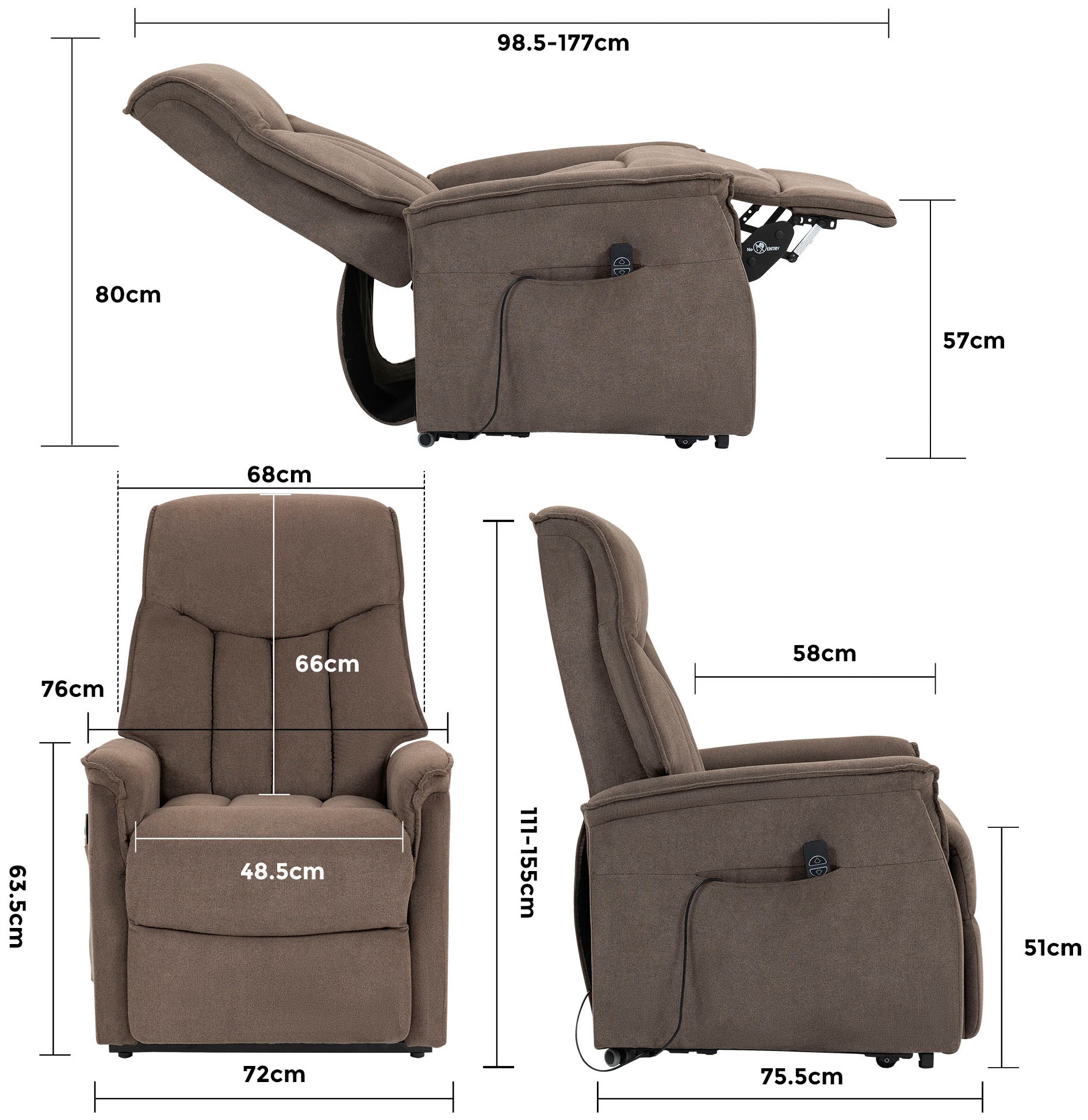 Duo Collection TV-Sessel »Aurora XXL bis 150 kg belastbar, mit elektrischer Aufstehhilfe« Relaxfunktion und Taschenfederkern mit Stahlwellenunterfederung