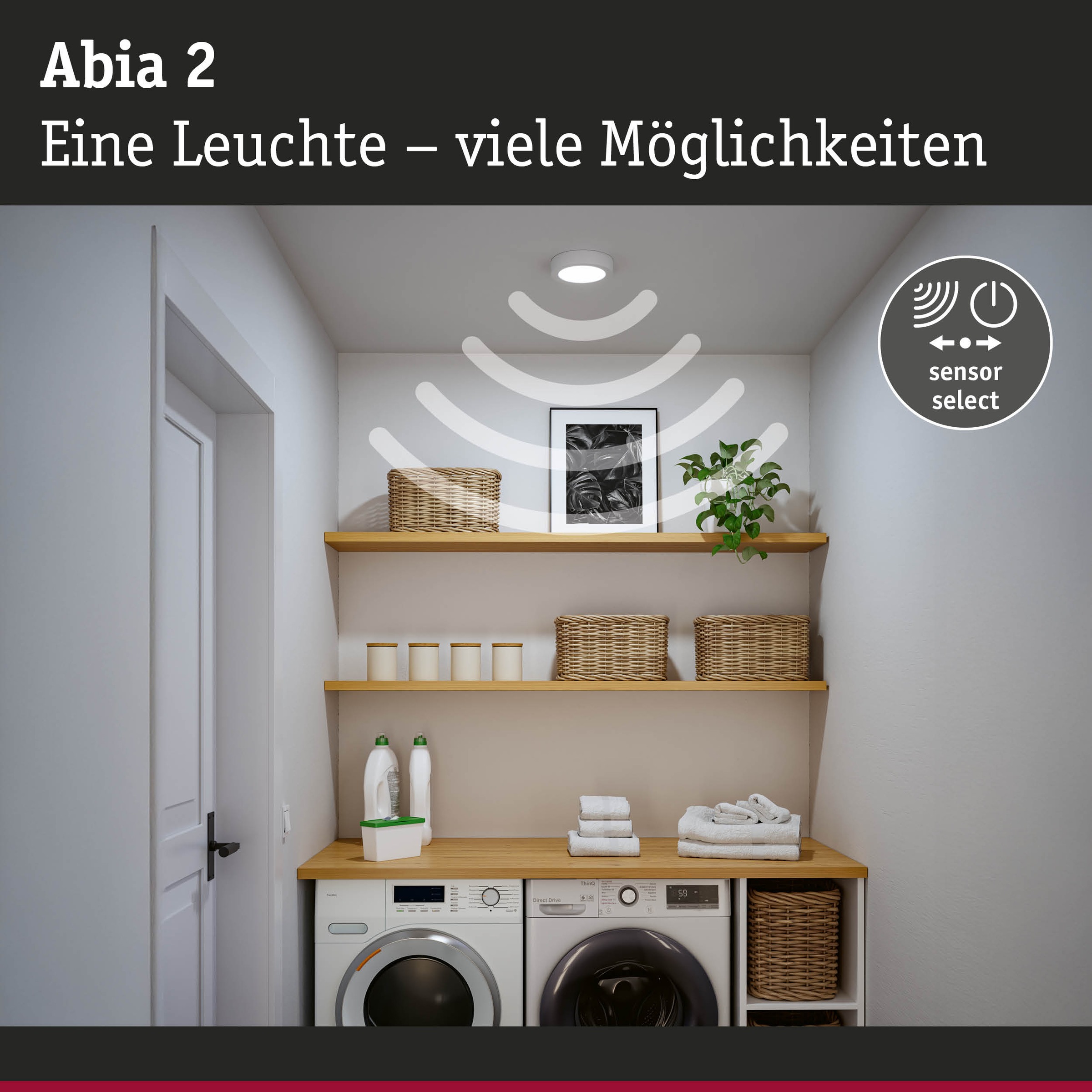 Paulmann LED Panel »Abia 2 WhiteSelect Sensor« LED-Modul 1 Stk. Farbwechsler Dämmerungsgesteuerter Bewegungsmelder (HF)