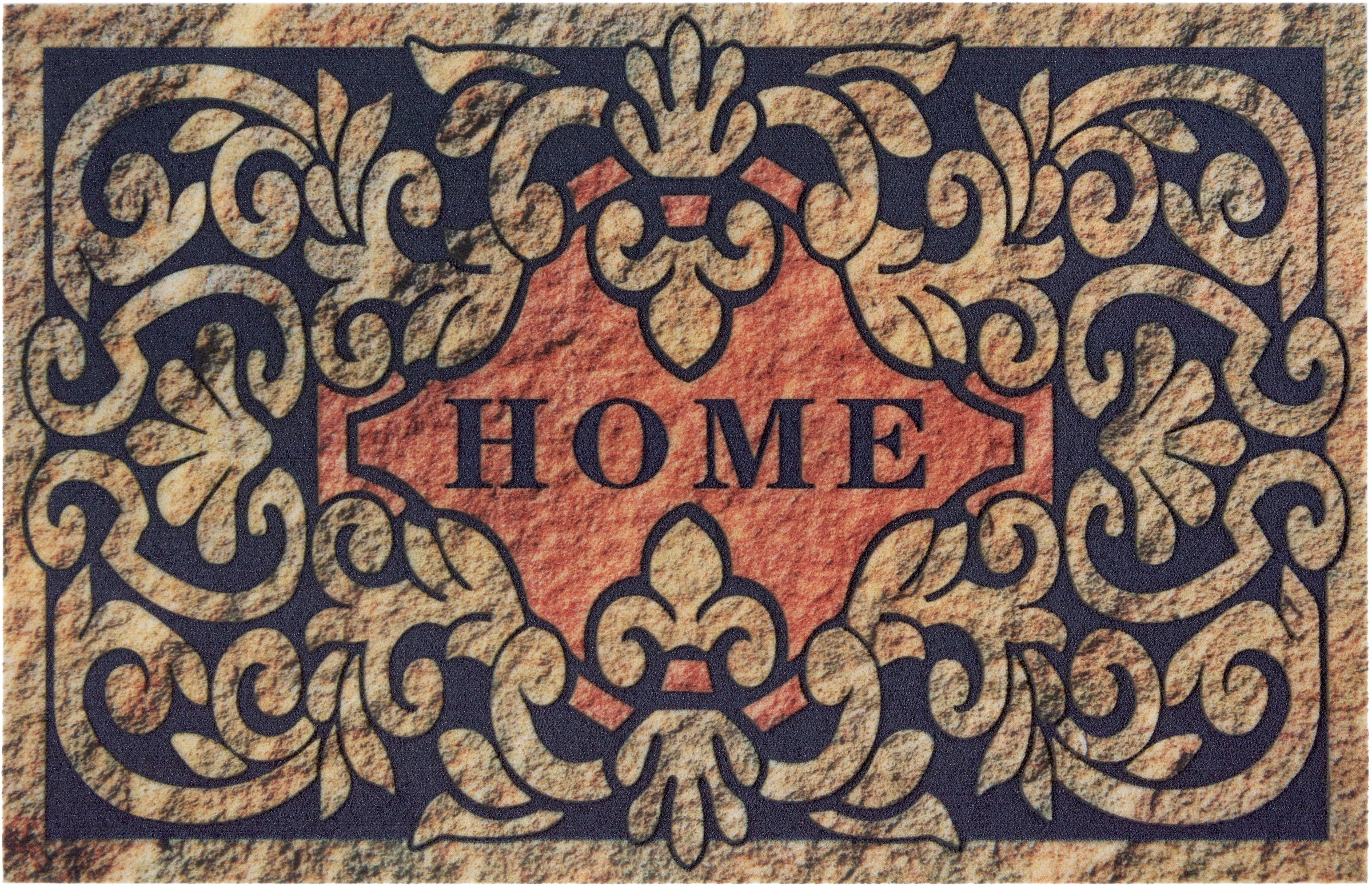 Home affaire Fußmatte »Home ornament«, rechteckig, Design mit Spruch, Schrift-Design, Robust, Pflegeleicht, Rutschfest