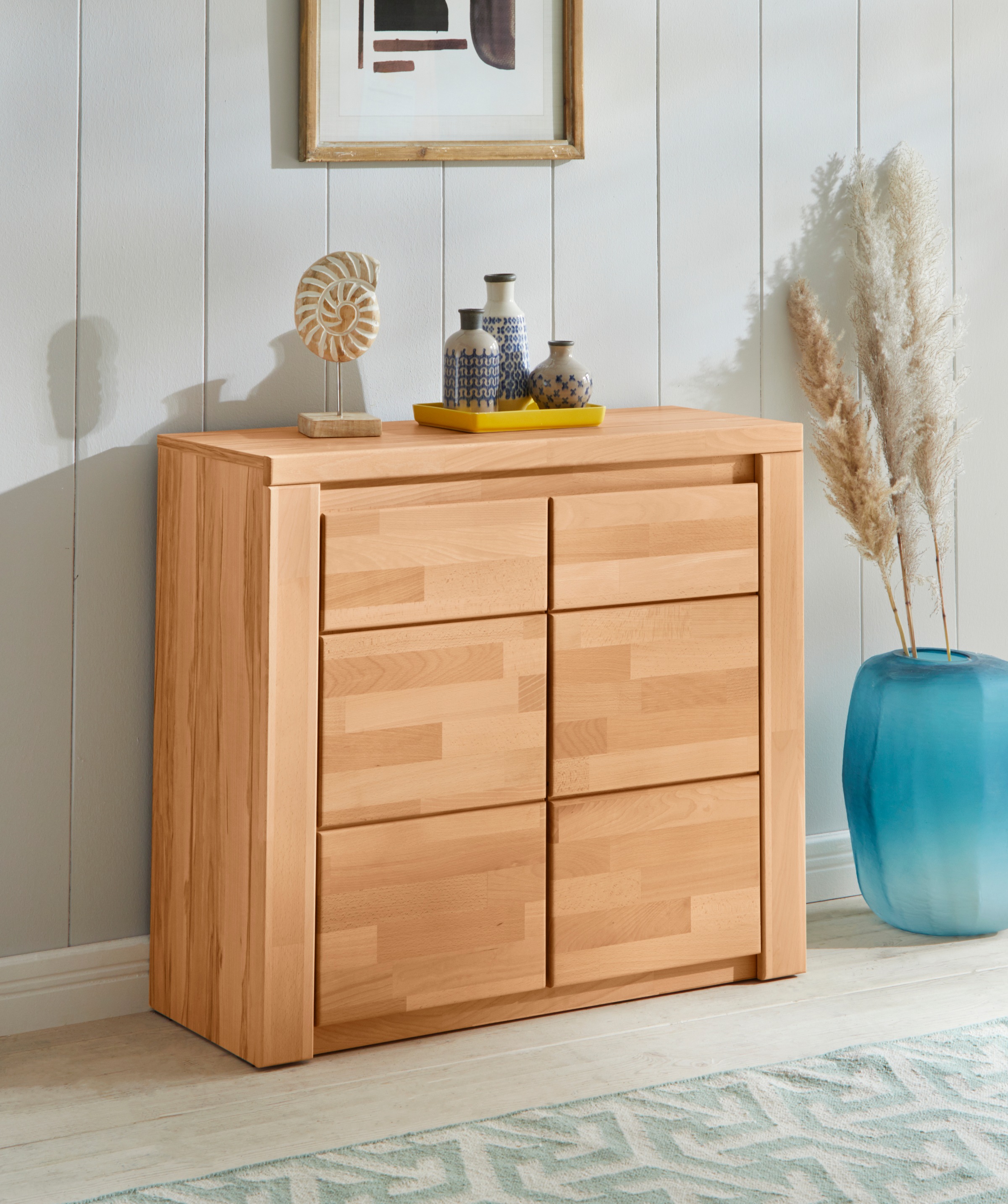 Home affaire Kommode »Burano,90cm breit,35 cm tief, Fronten Massivholz«, Ho günstig online kaufen