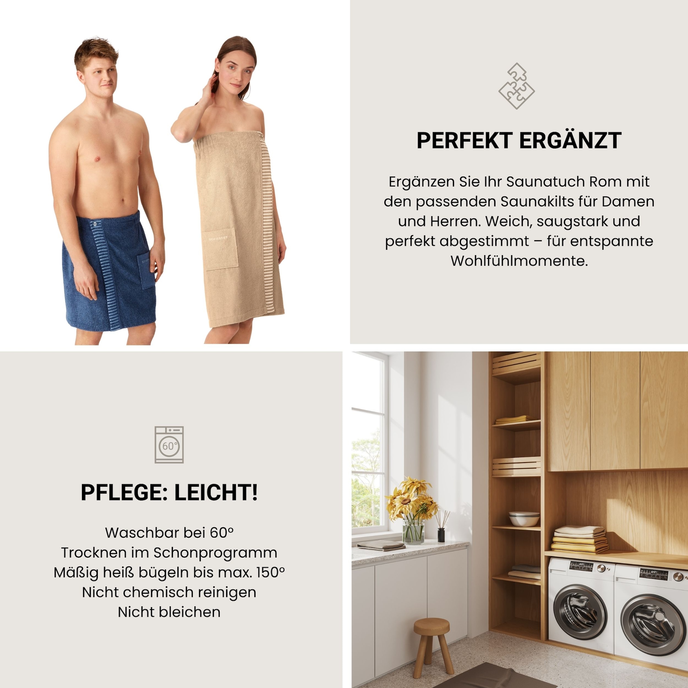 Schiesser Saunatuch »Rom aus garngefärbtem, kuschelweichem Baumwollfrottier« OEKO-TEX® MADE IN GREEN