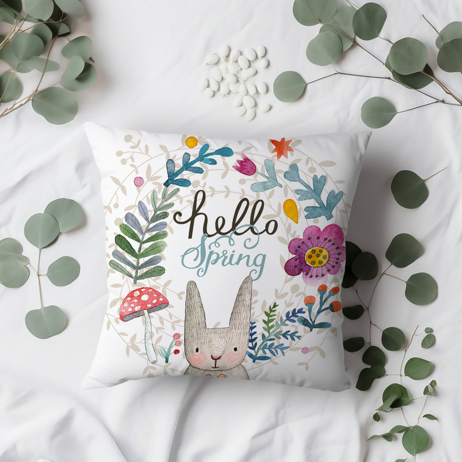 queence Dekokissen »Willow«, Kissenhülle,Hello Spring,Hase,Ostern,Frühlingsmotiv,Niedlich