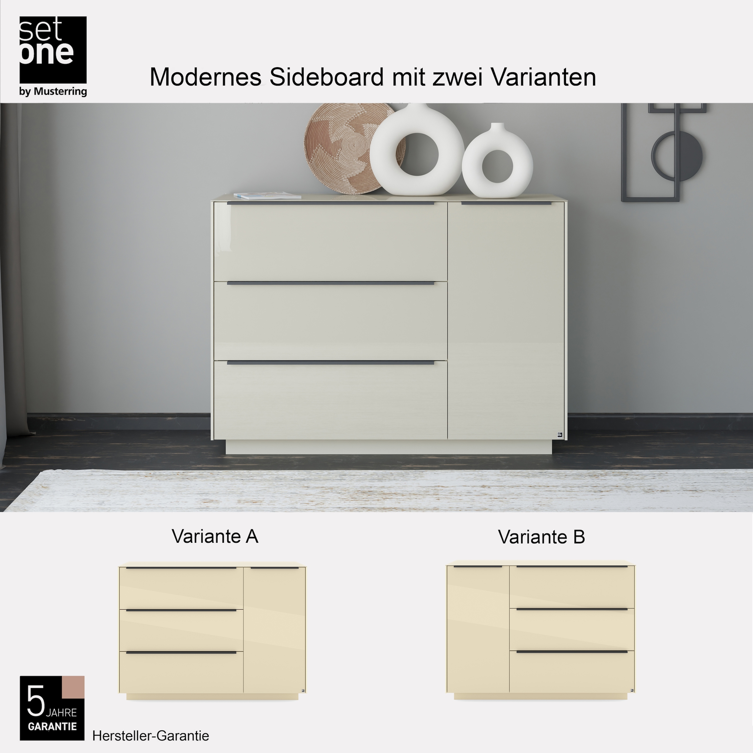 set one by Musterring Sideboard »Reno« 1 Stk. tlg. Mit Sockel in diversen Farben, 102 cm Höhe & Farbauswahl