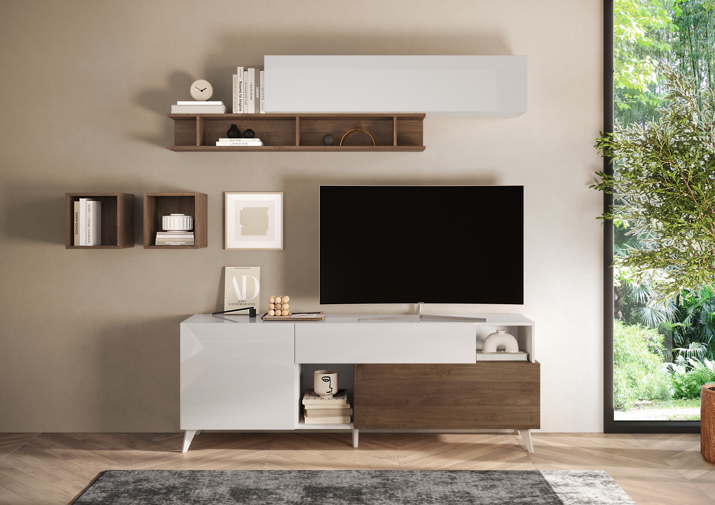 INOSIGN Lowboard »Monaco Breite 181 cm, TV-Board mit 1 Tür, 1 Klappe u. 1 Schubkasten«, Fernsehtisch, TV-Schrank, Soft/Self Closing