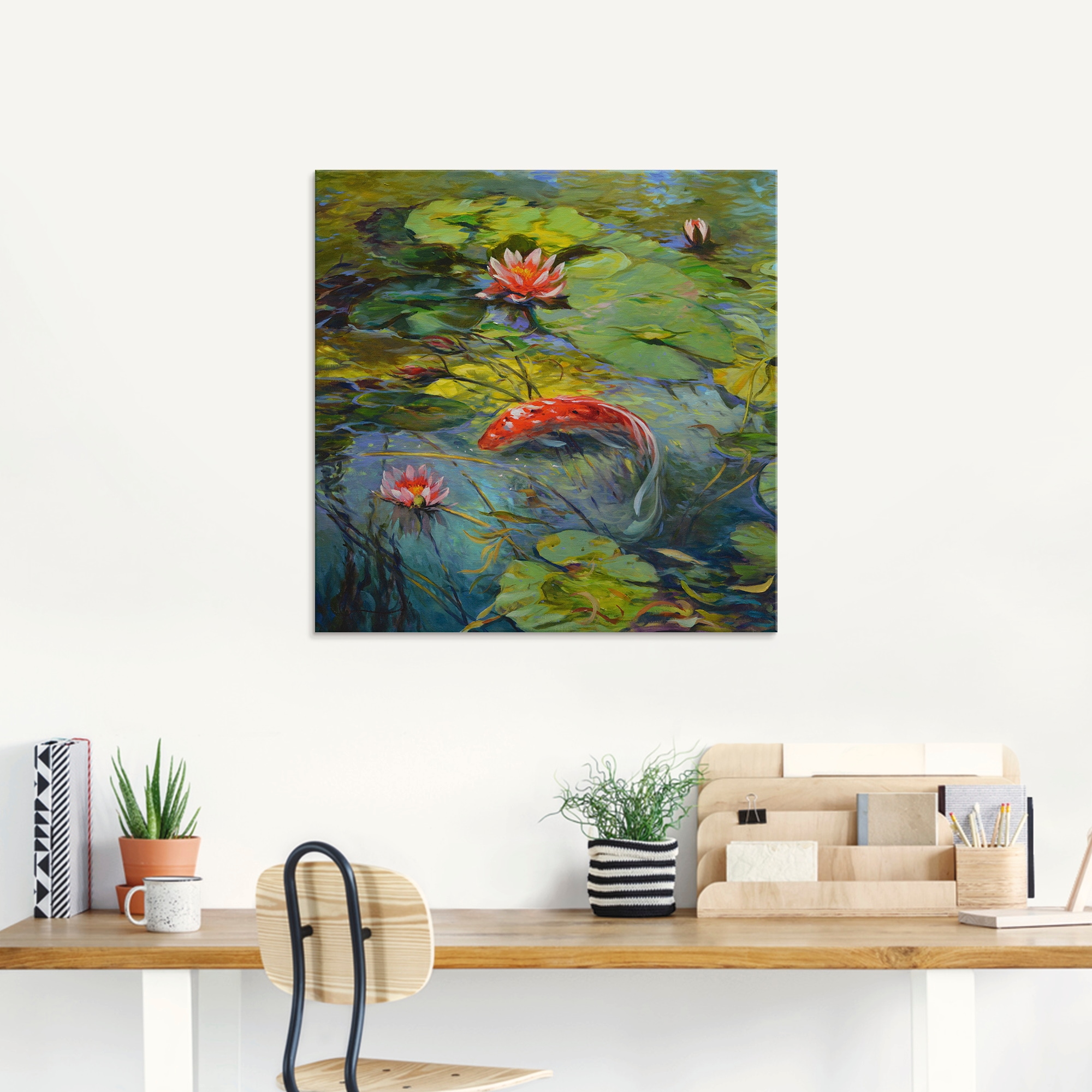Artland Glasbild »Roter Koi«, Wassertiere, (1 St.), in verschiedenen Größen