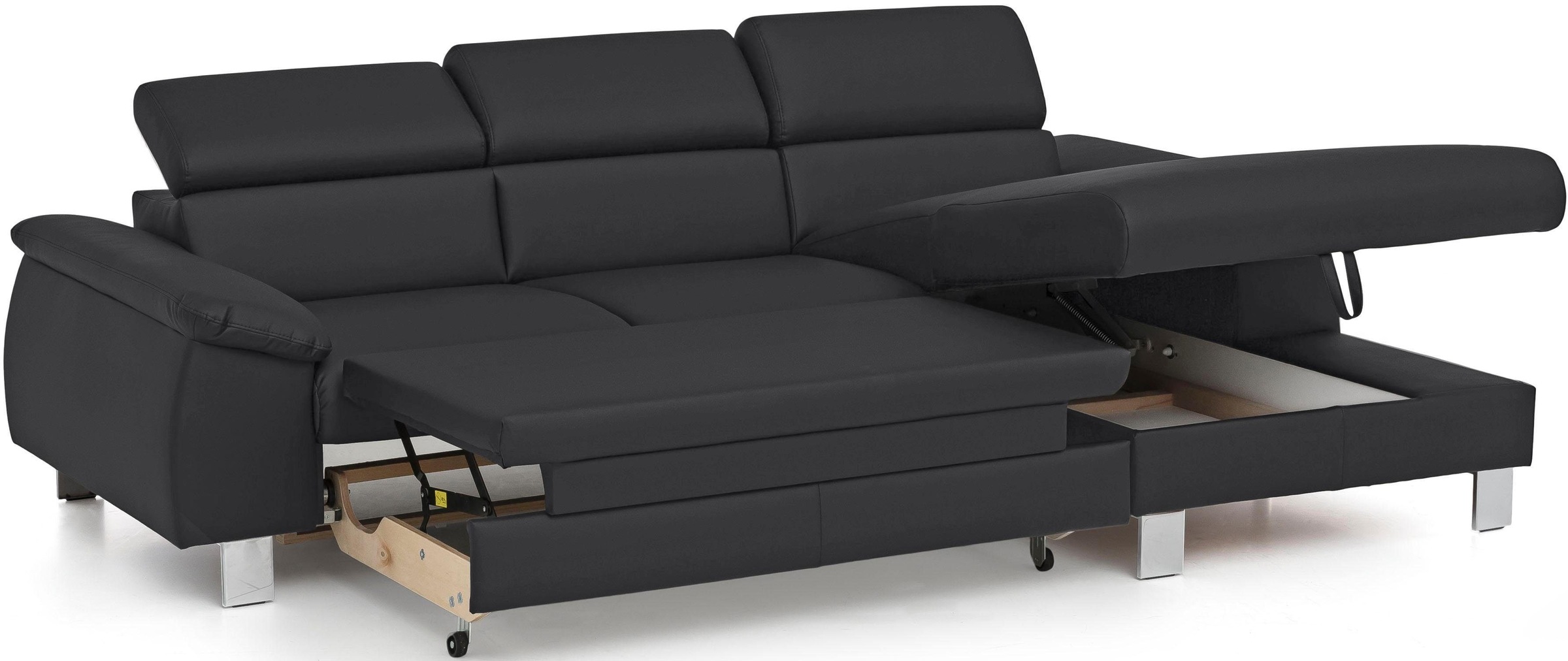 COTTA Polstergarnitur »Komaris L-Form«, (Set), Set bestehend aus: Ecksofa mit Kopfteilverstellung & Hocker